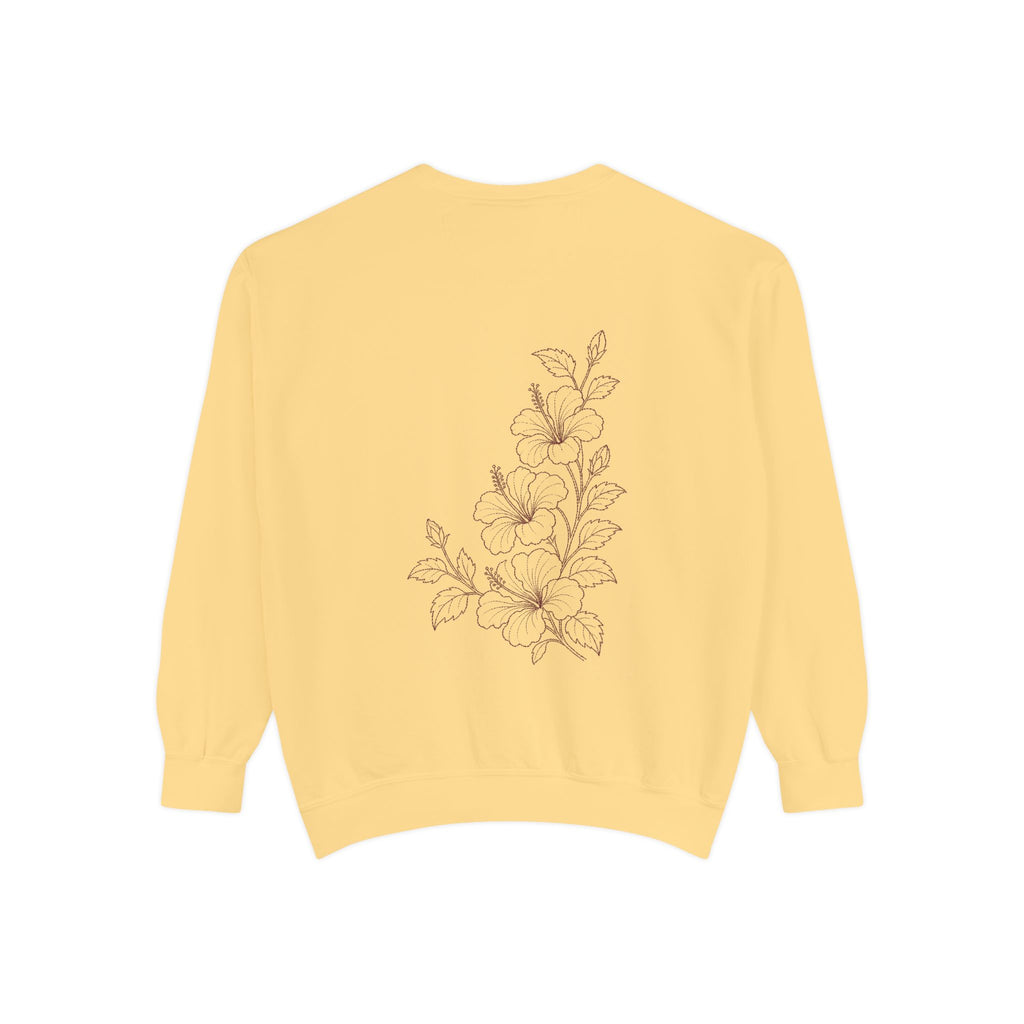Aruba Hibiscus Spray Redwork Sweatshirt