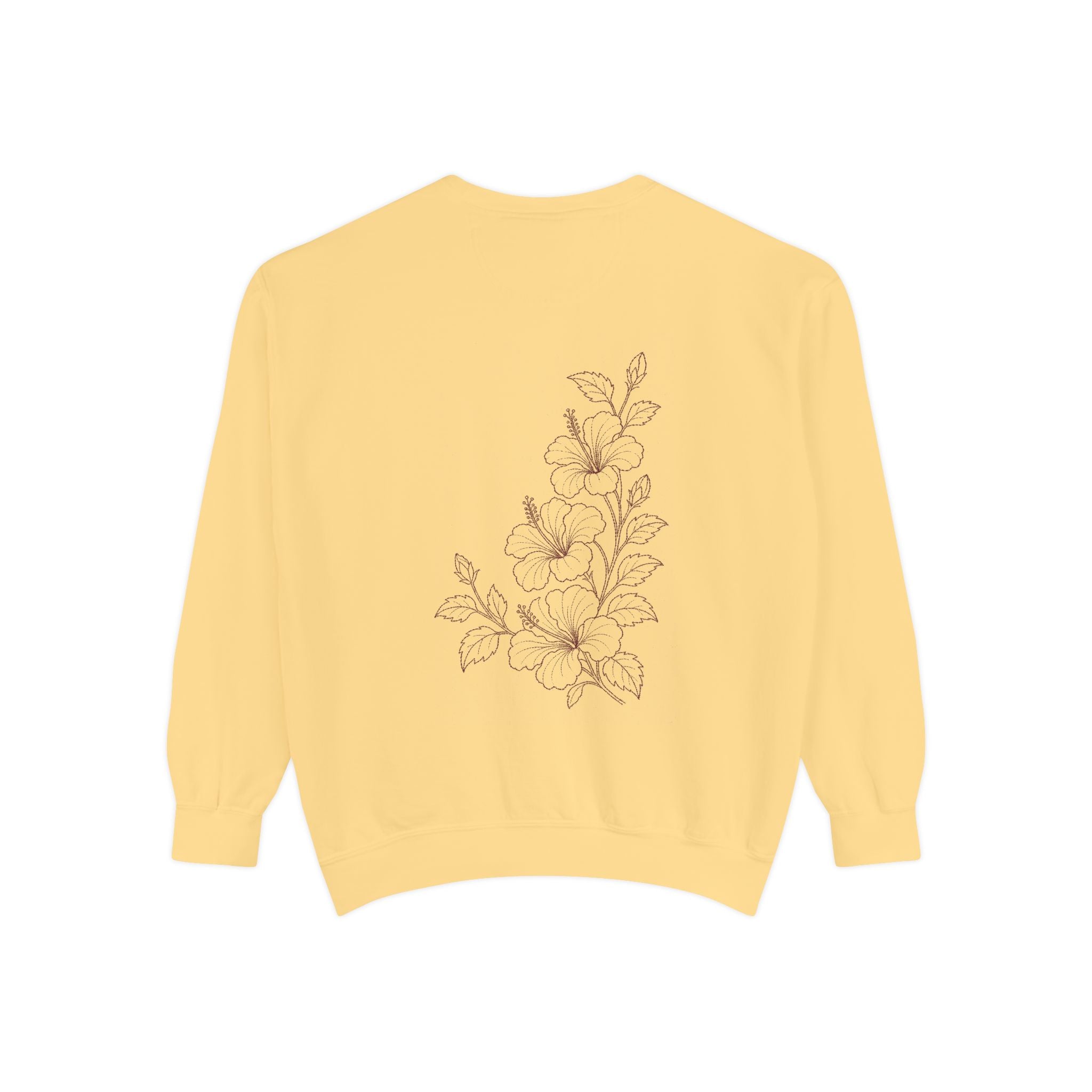 Aruba Hibiscus Spray Redwork Sweatshirt