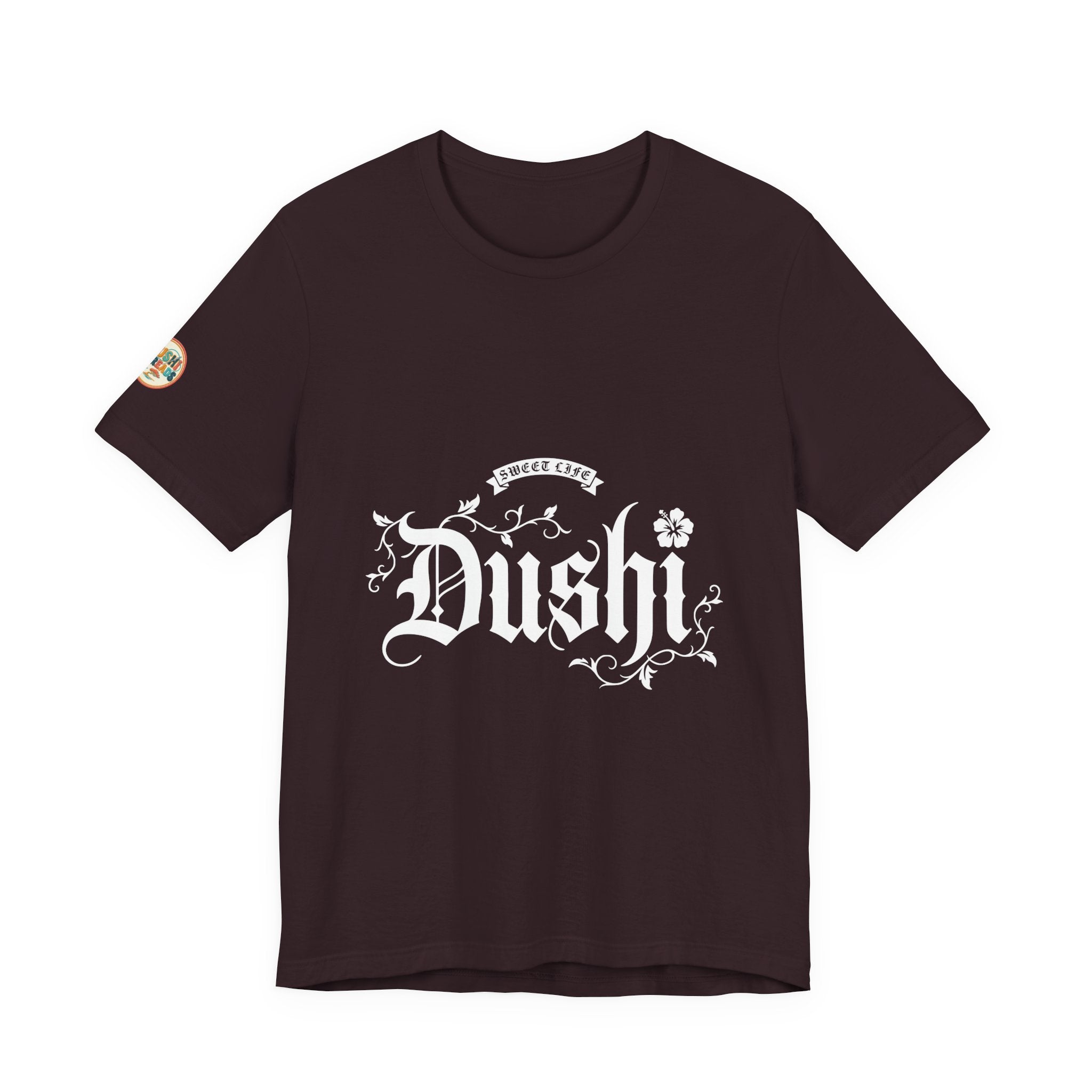 Dushi Sweet Life Blackletter Tee in Oxblood Black — view