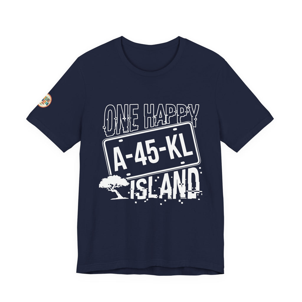 One Happy Island License Plate Tee in Navy
