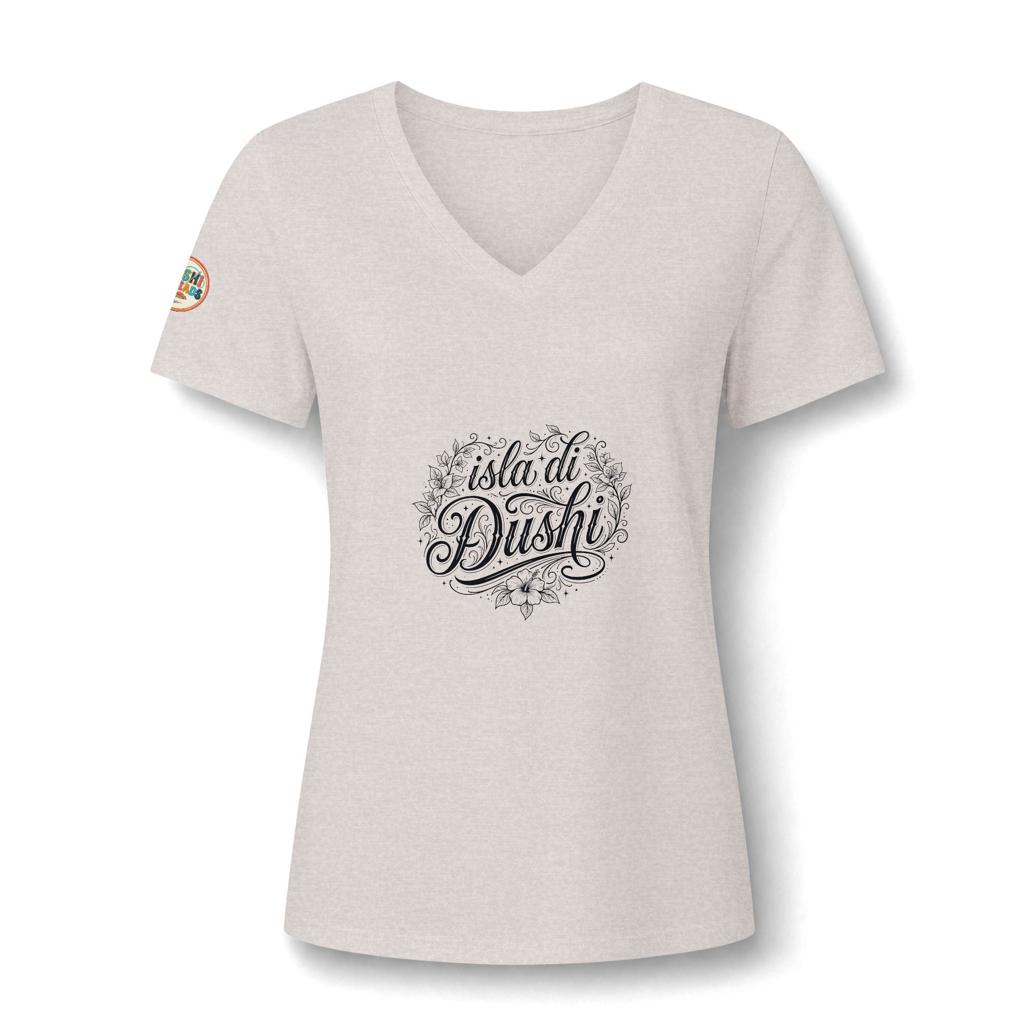 Isla di Dushi Aruba Script V-Neck Tee