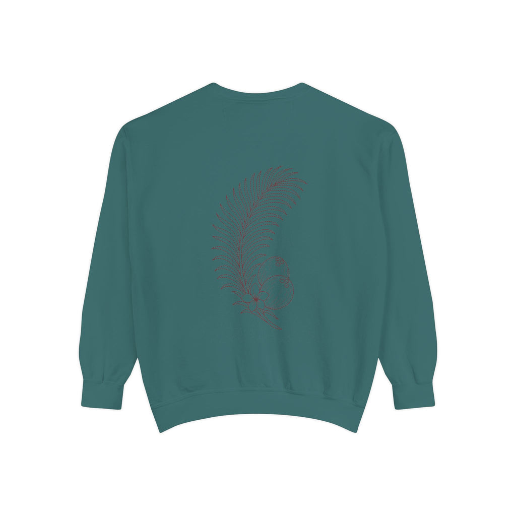 Aruba Coconut Palm Sprig Redwork Sweatshirt