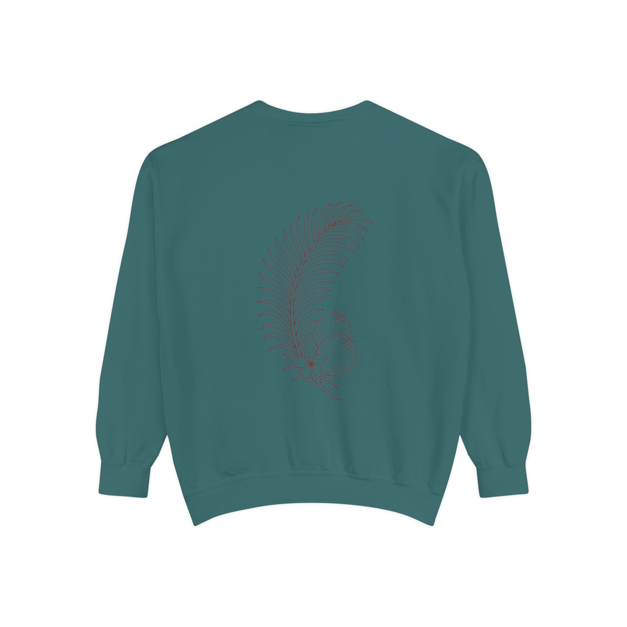 Aruba Coconut Palm Sprig Redwork Sweatshirt