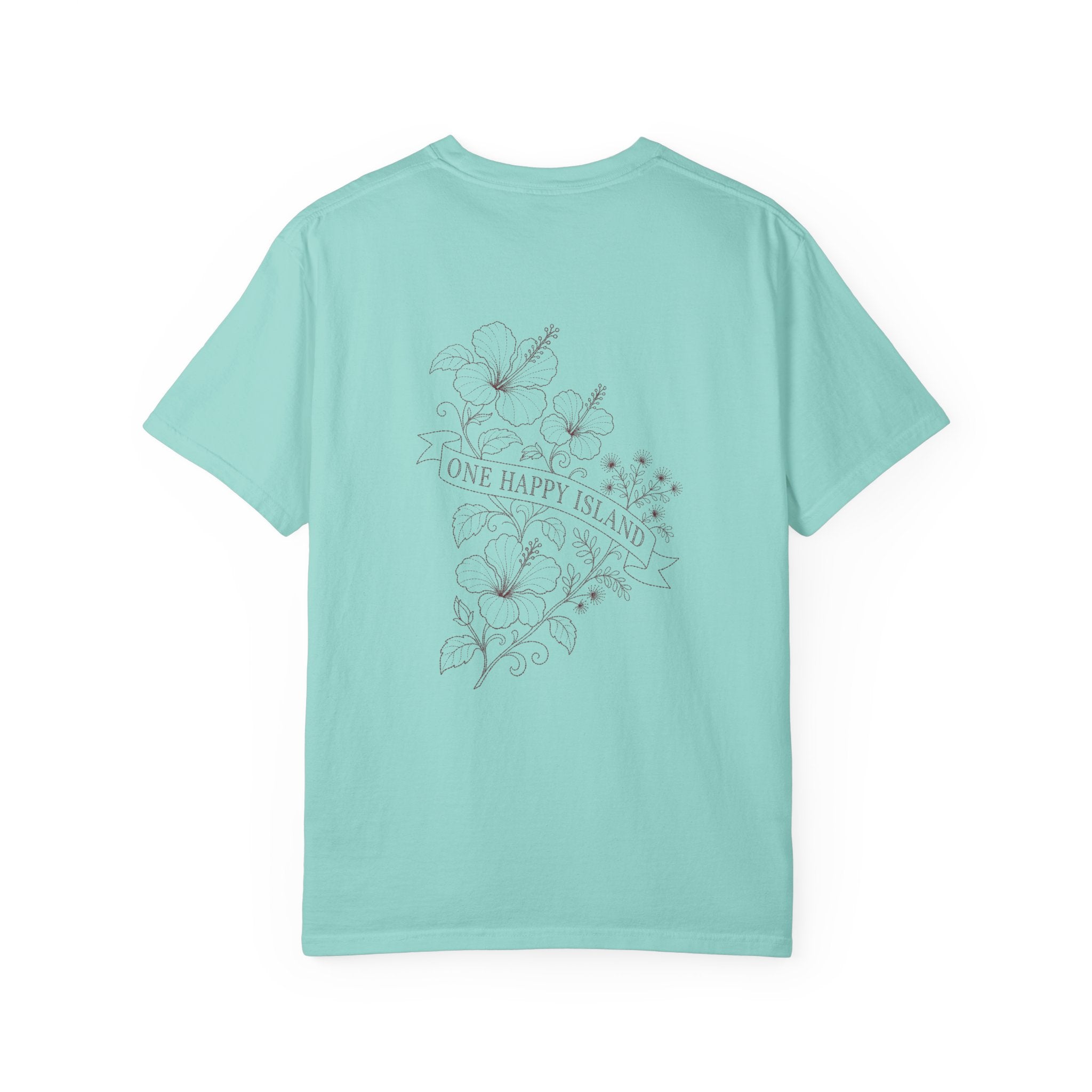 Aruba One Happy Island Banner Redwork Tee