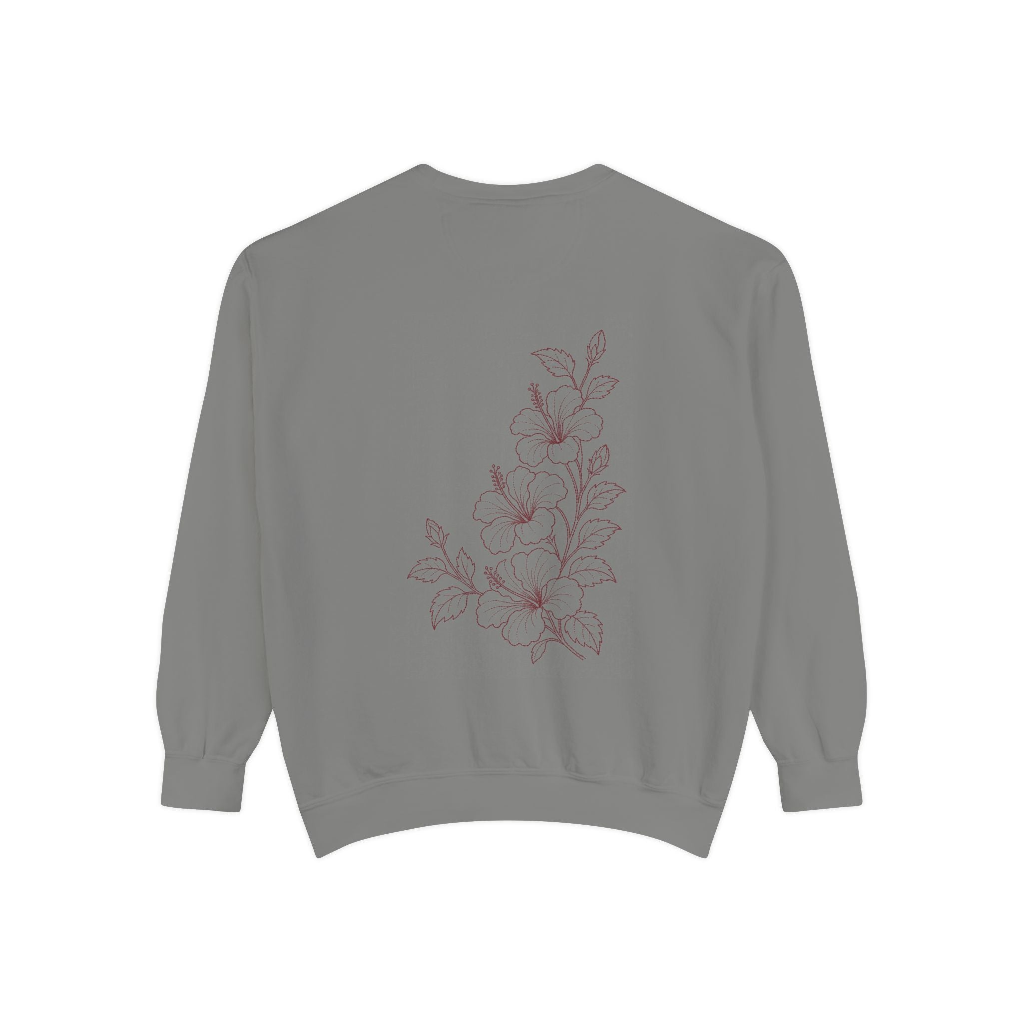 Aruba Hibiscus Spray Redwork Sweatshirt