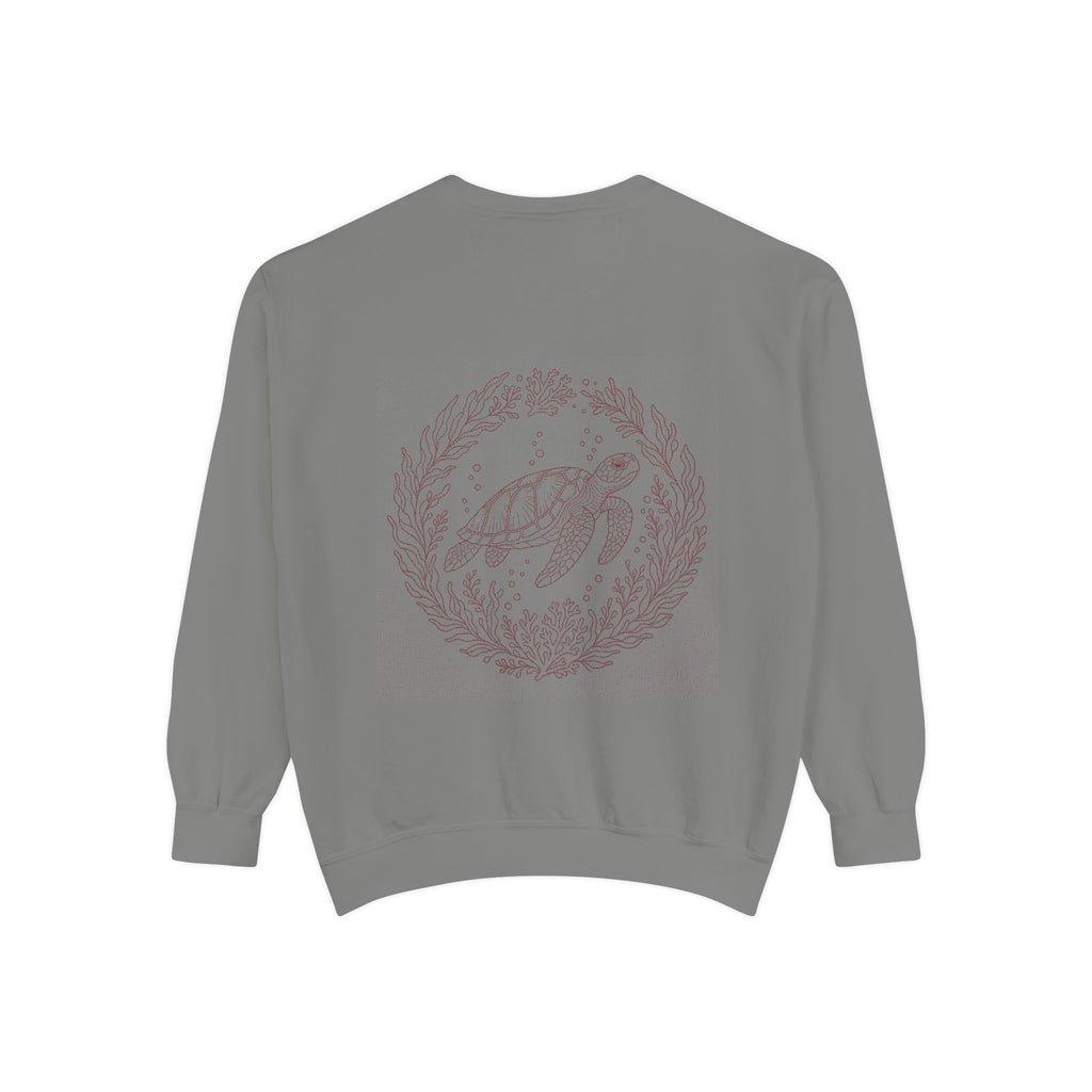 Aruba Sea Turtle Wreath Redwork Sweatshirt