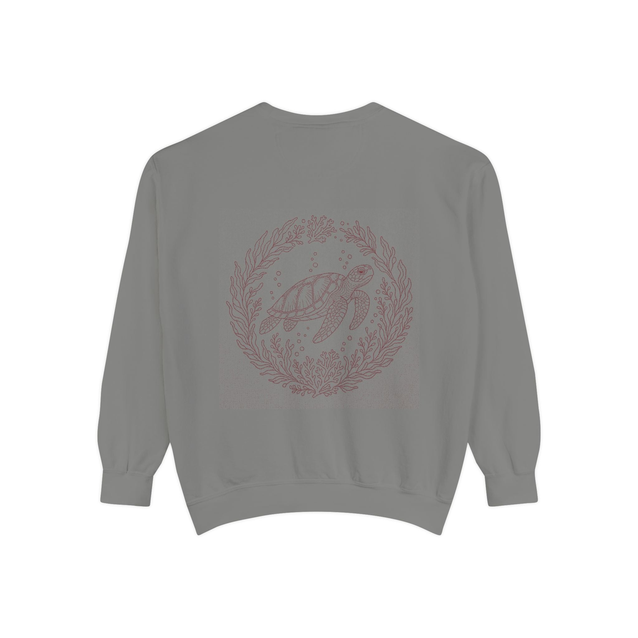 Aruba Sea Turtle Wreath Redwork Sweatshirt