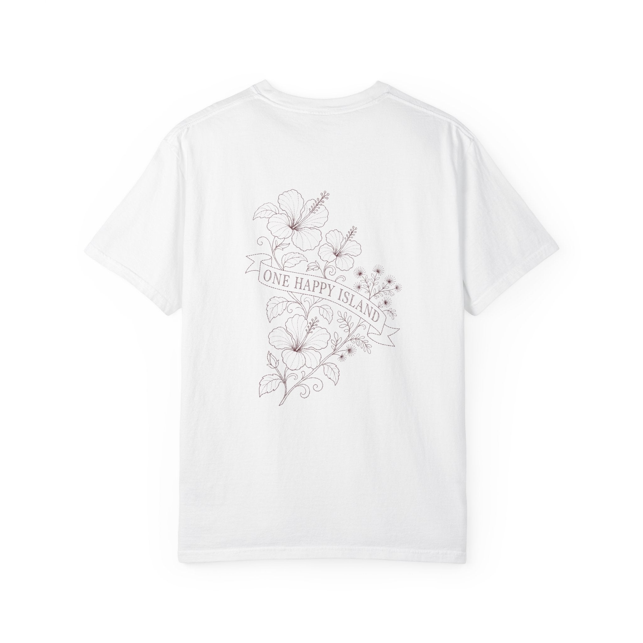 Aruba One Happy Island Banner Redwork Tee