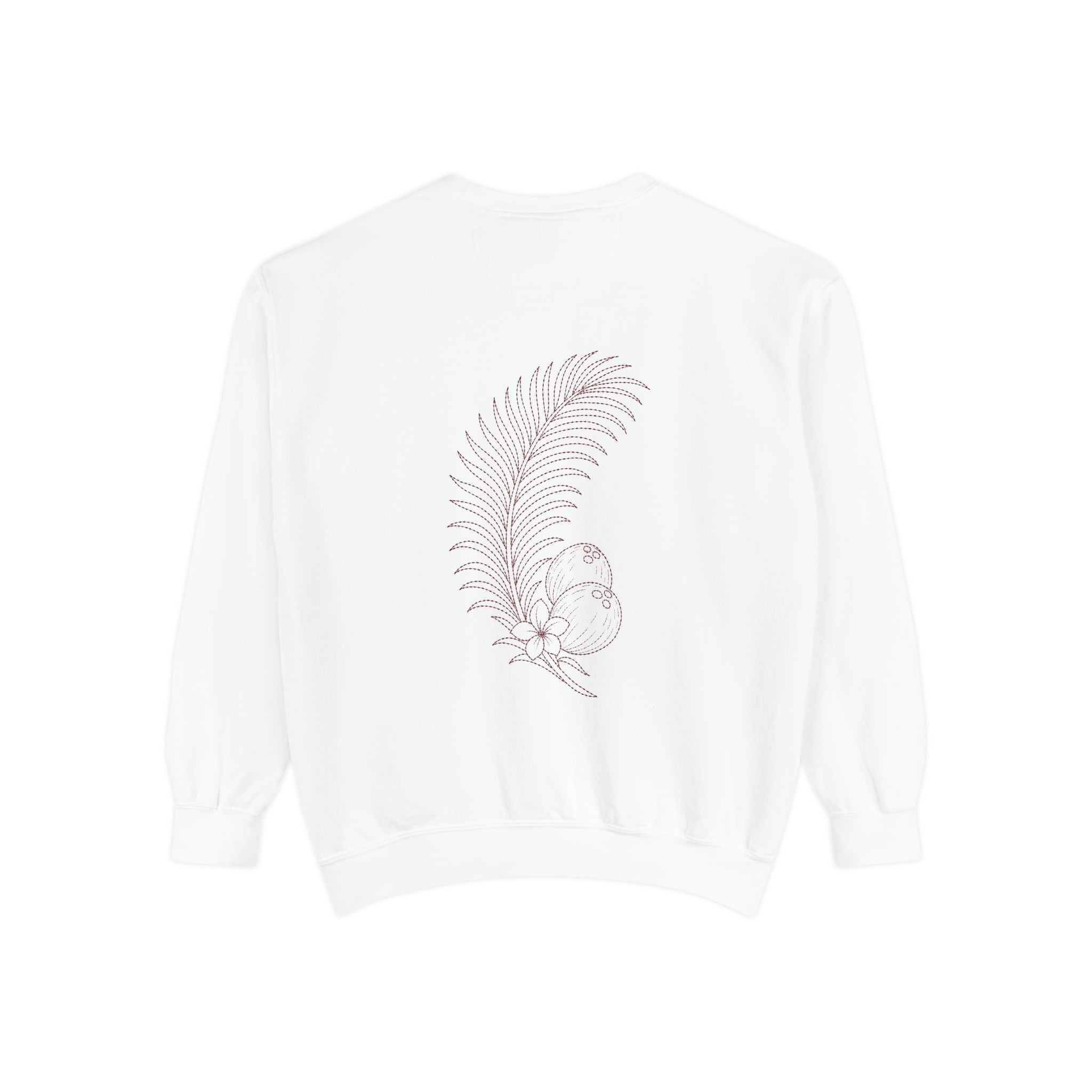 Aruba Coconut Palm Sprig Redwork Sweatshirt