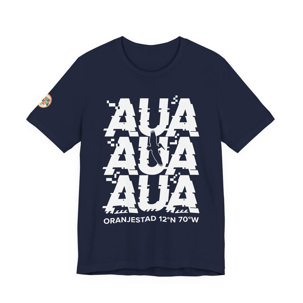 AUA Aruba Airport Code Glitch Tee in Navy