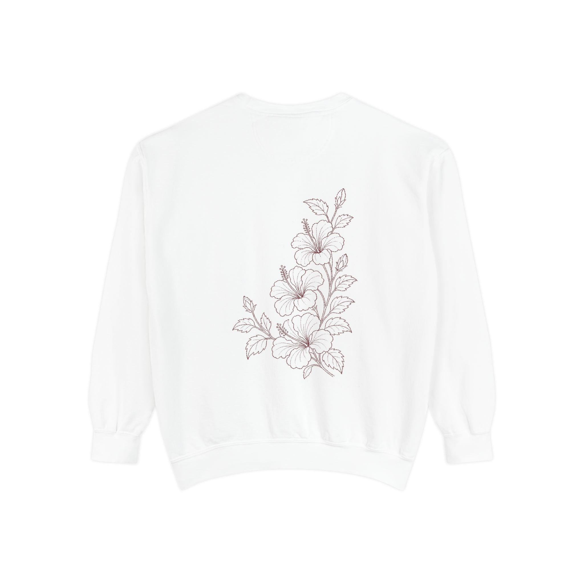 Aruba Hibiscus Spray Redwork Sweatshirt