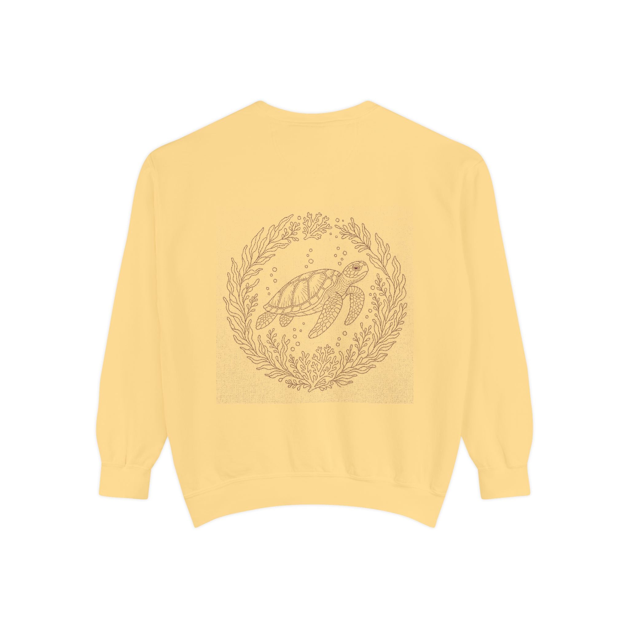 Aruba Sea Turtle Wreath Redwork Sweatshirt
