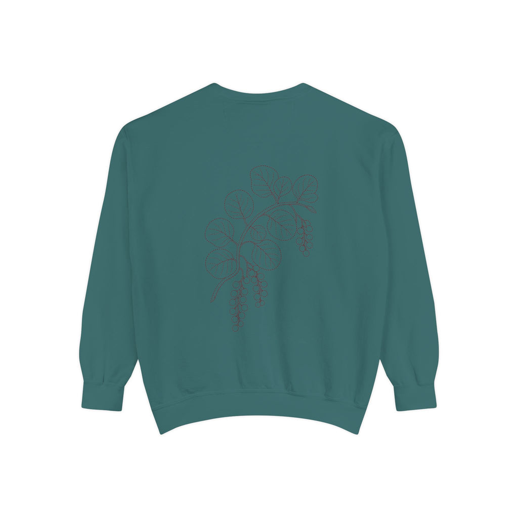 Aruba Sea Grape Branch Redwork Sweatshirt
