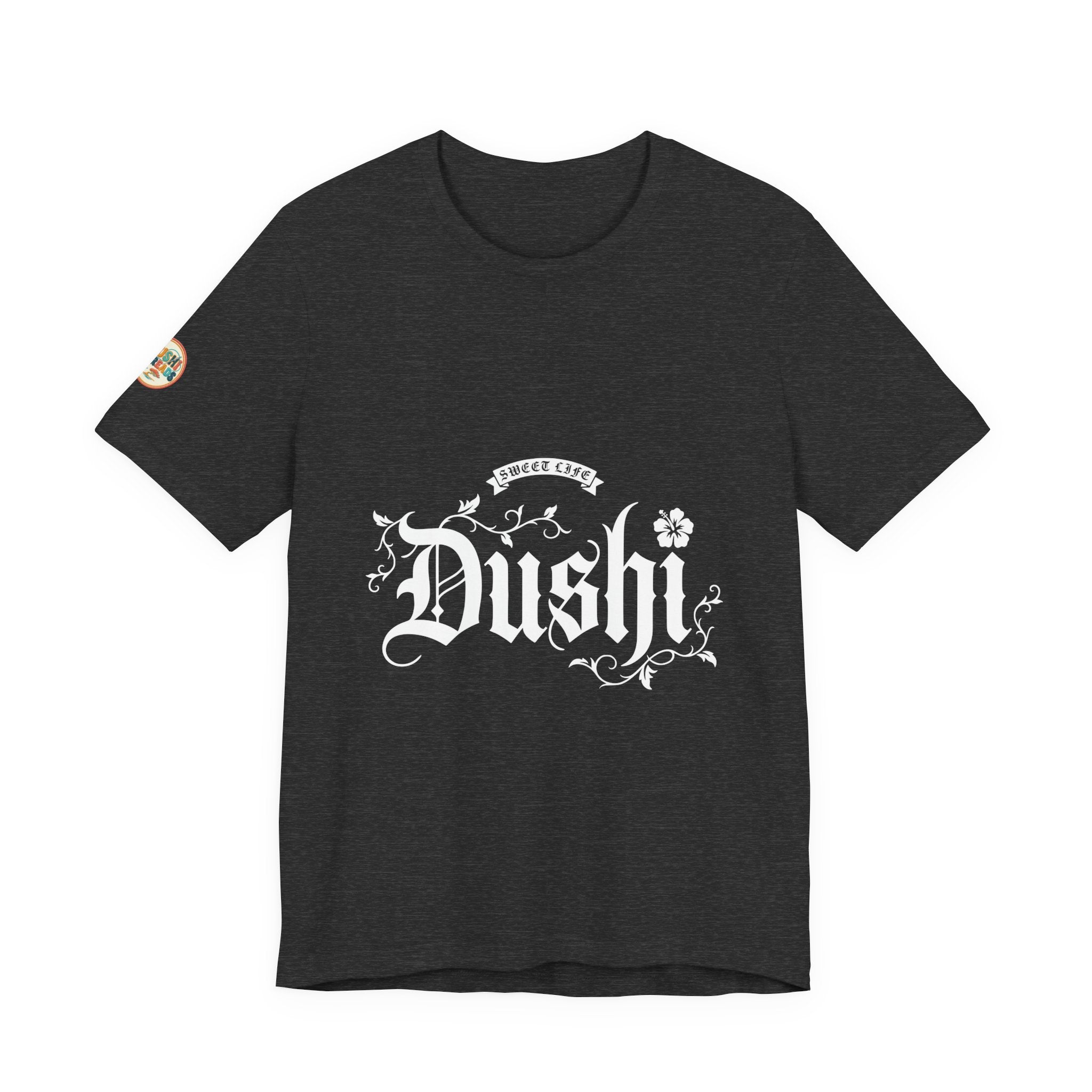 Dushi Sweet Life Blackletter Tee in Dark Grey Heather — view