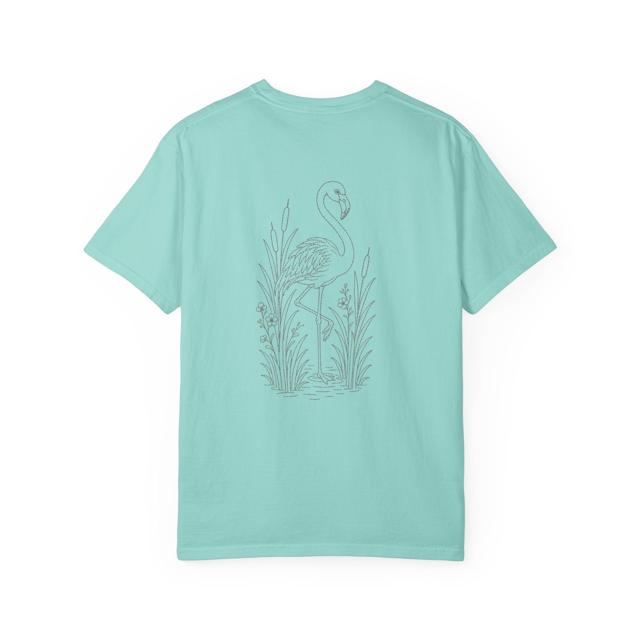 Aruba Flamingo in Reeds Redwork Tee
