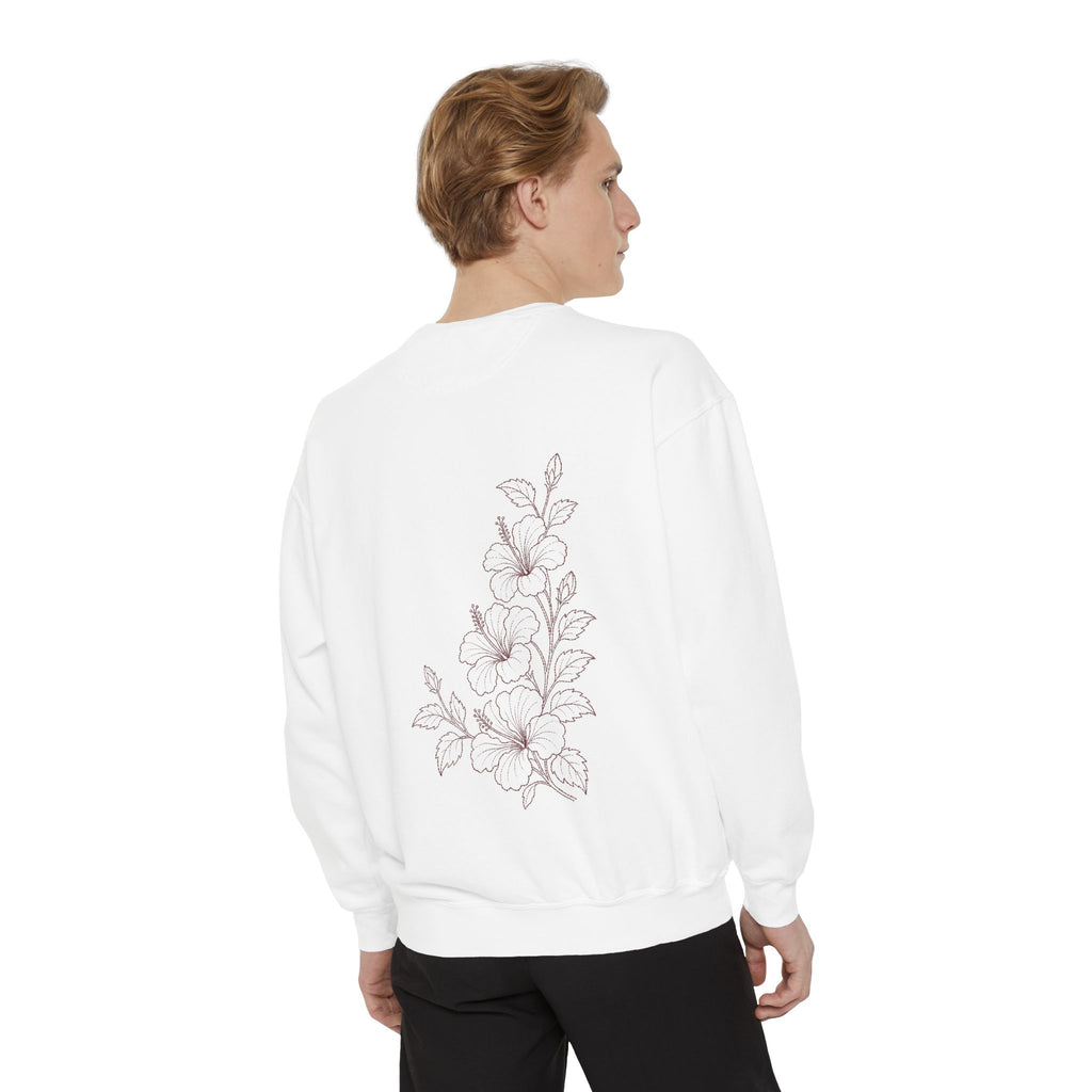 Aruba Hibiscus Spray Redwork Sweatshirt