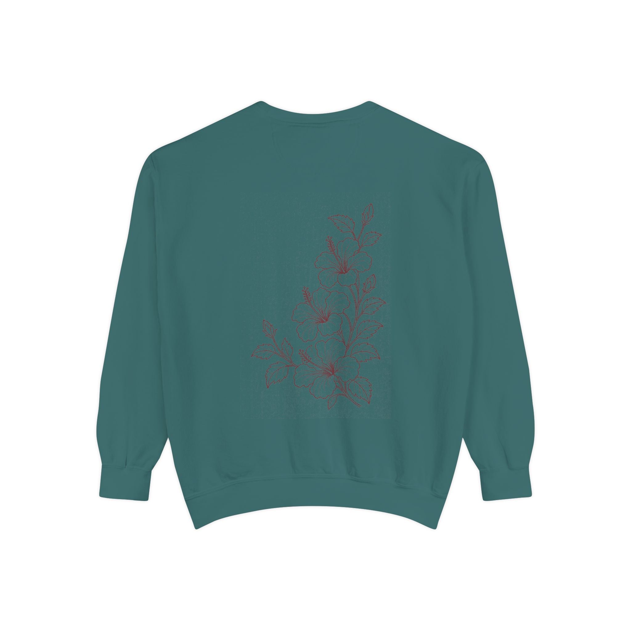Aruba Hibiscus Spray Redwork Sweatshirt