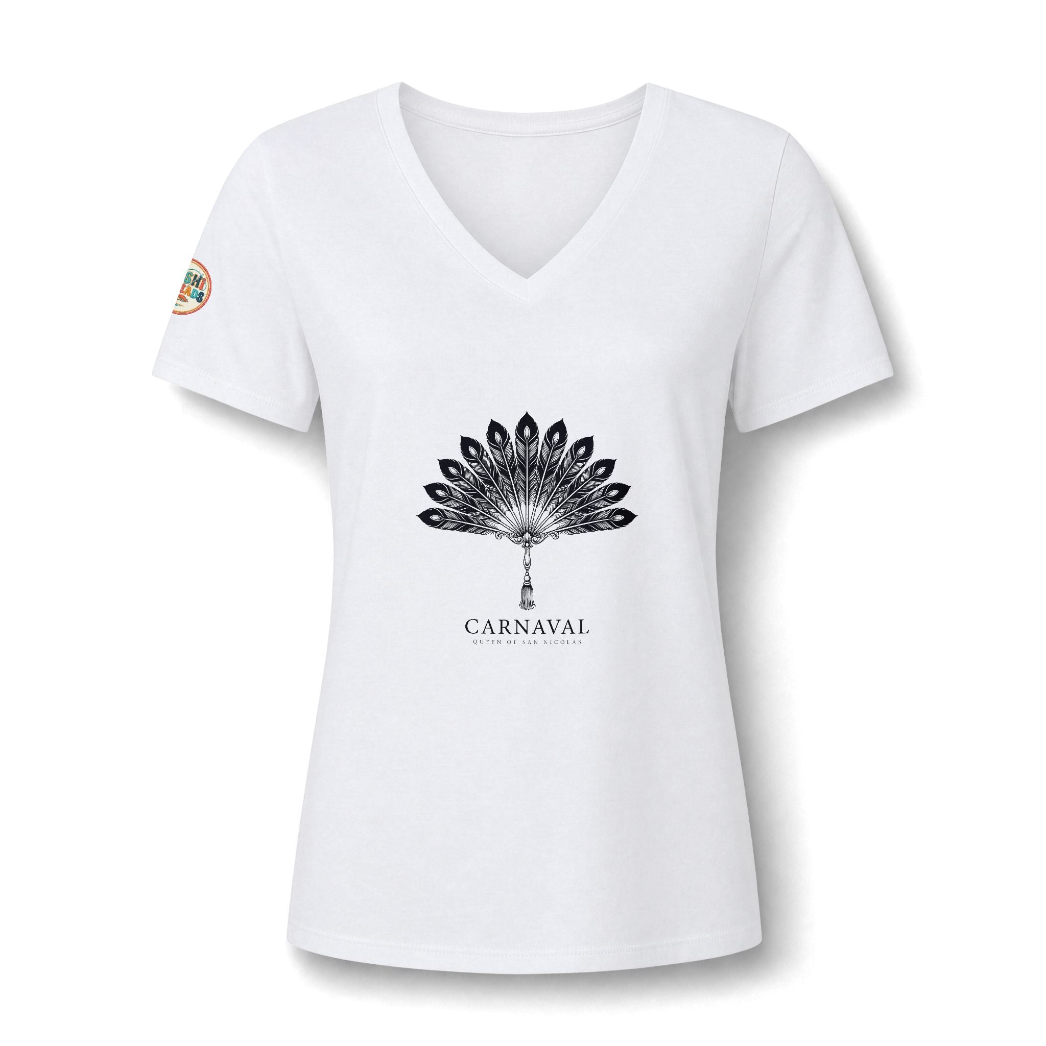 Aruba Carnaval Feather Fan V-Neck Tee