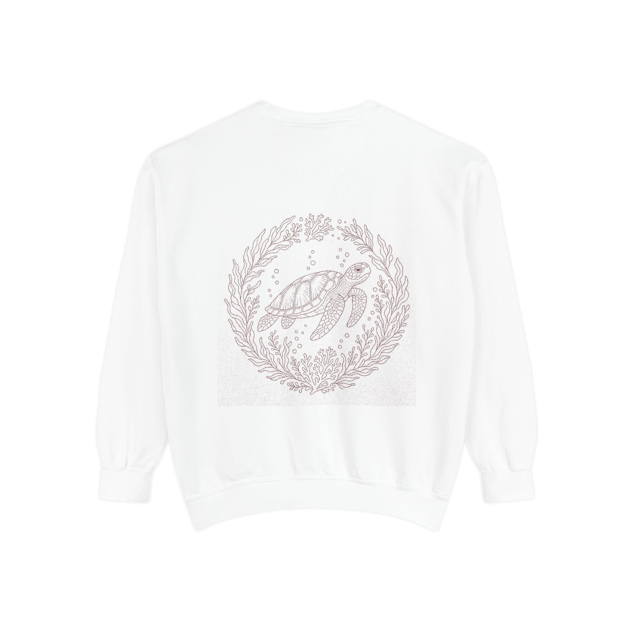 Aruba Sea Turtle Wreath Redwork Sweatshirt