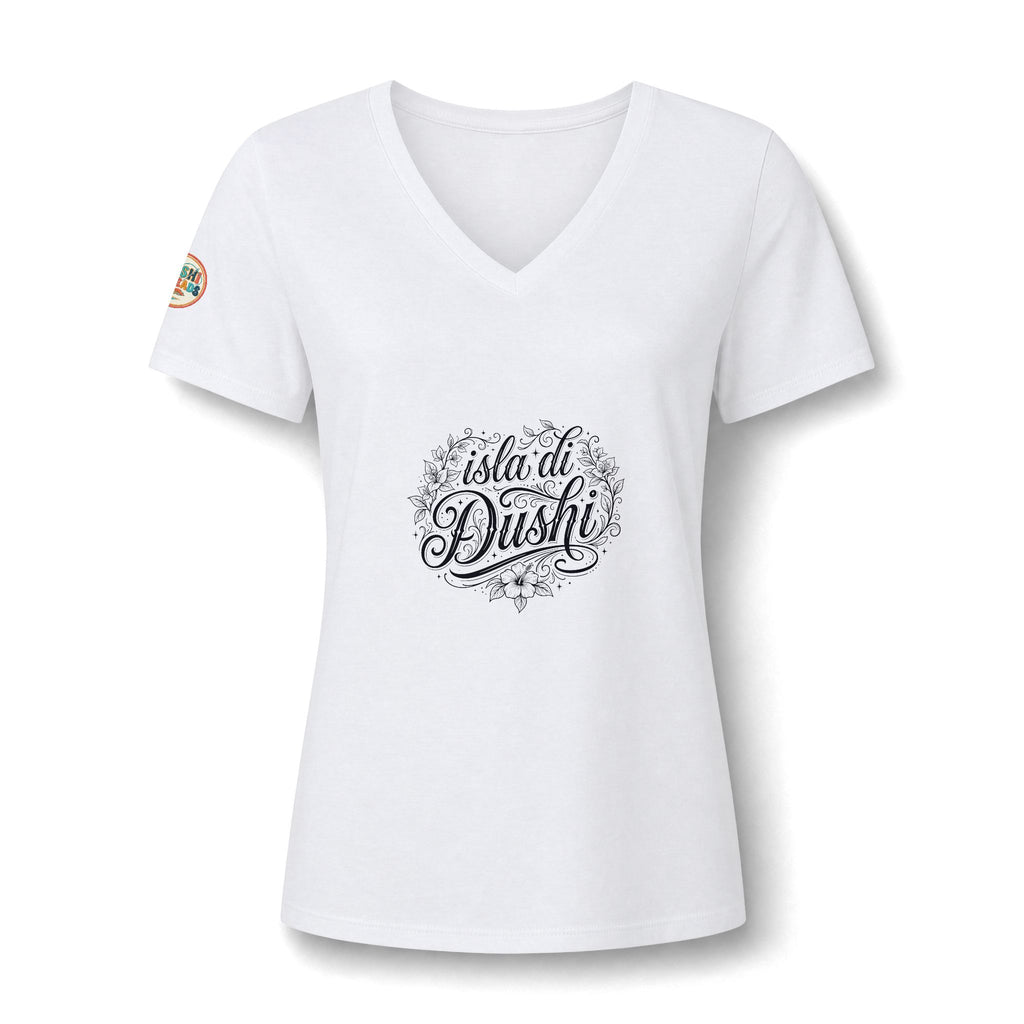 Isla di Dushi Aruba Script V-Neck Tee