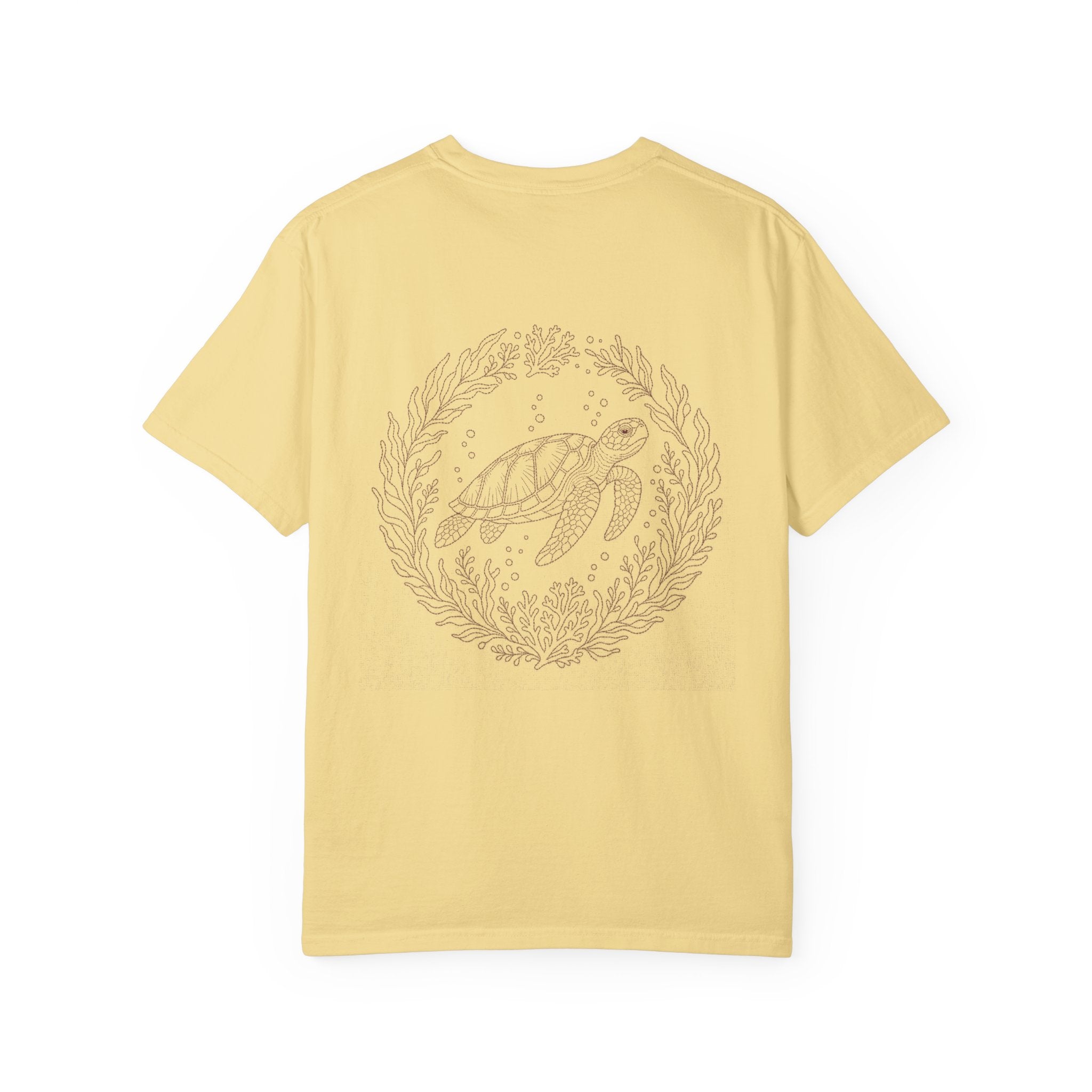 Aruba Sea Turtle Wreath Redwork Tee