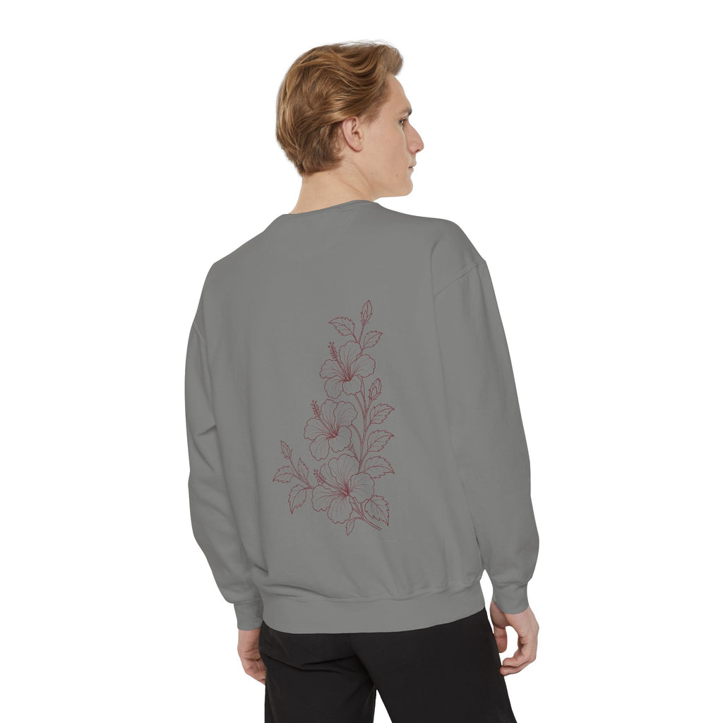 Aruba Hibiscus Spray Redwork Sweatshirt