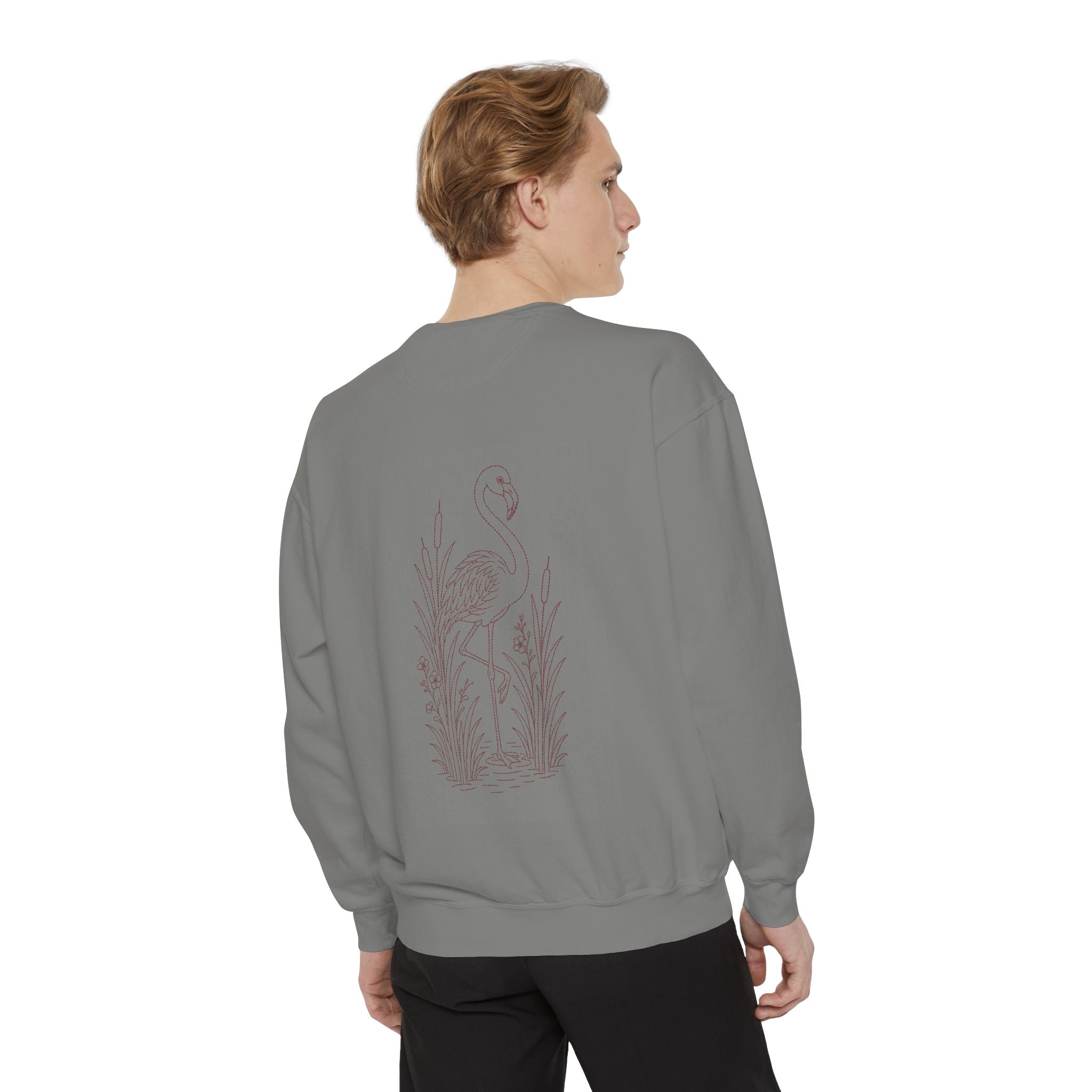 Aruba Flamingo in Reeds Redwork Sweatshirt