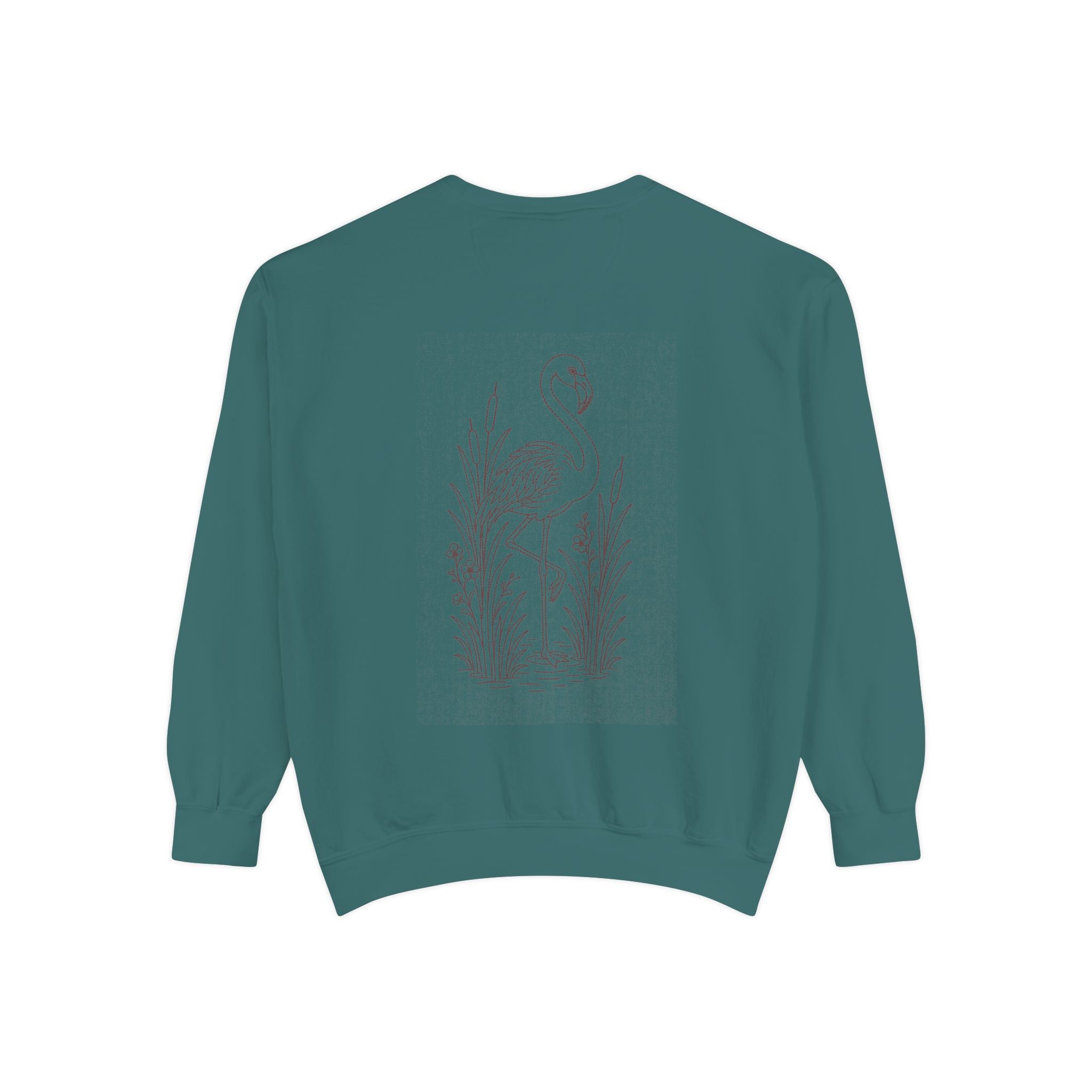 Aruba Flamingo in Reeds Redwork Sweatshirt