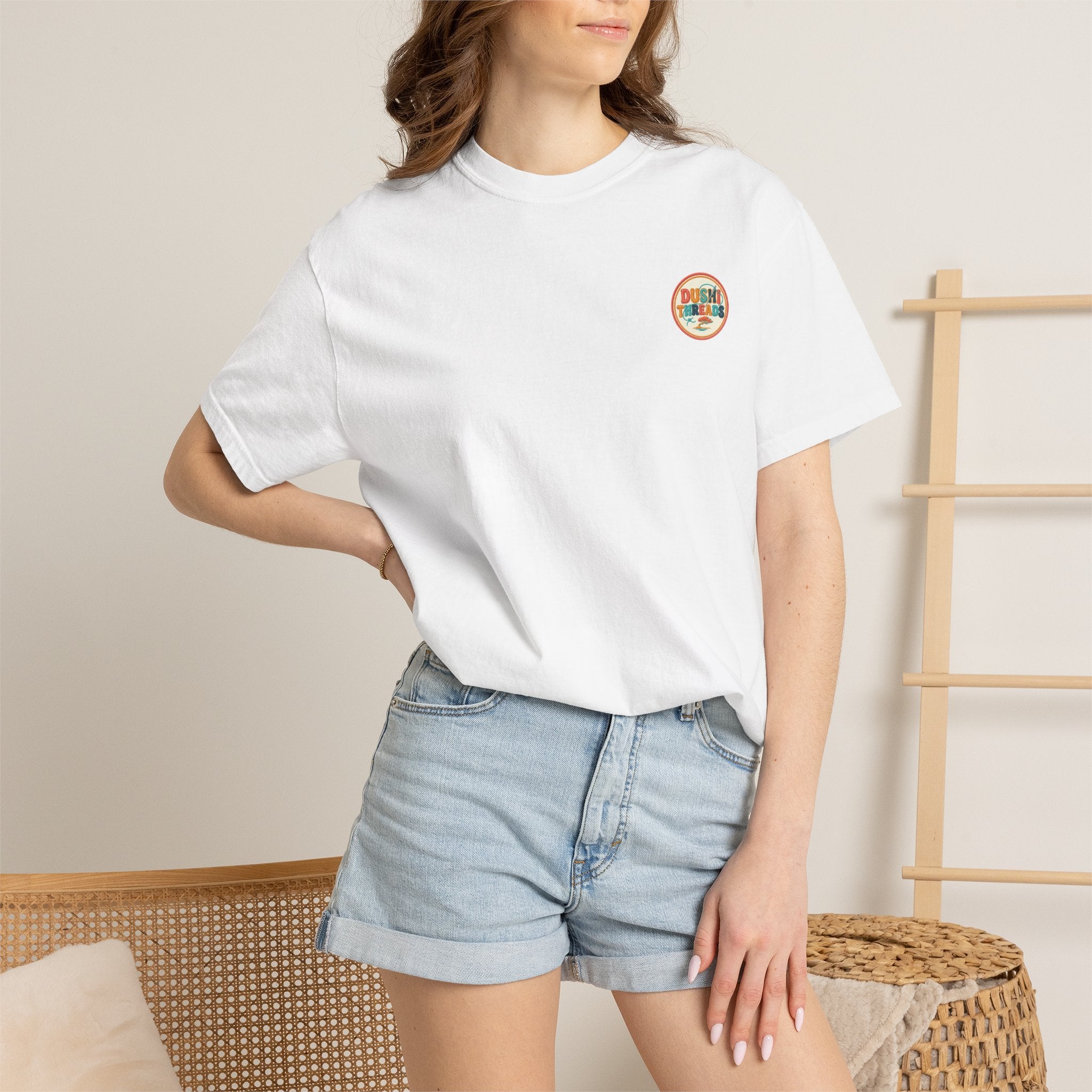 Aruba Frangipani Posy Redwork Tee