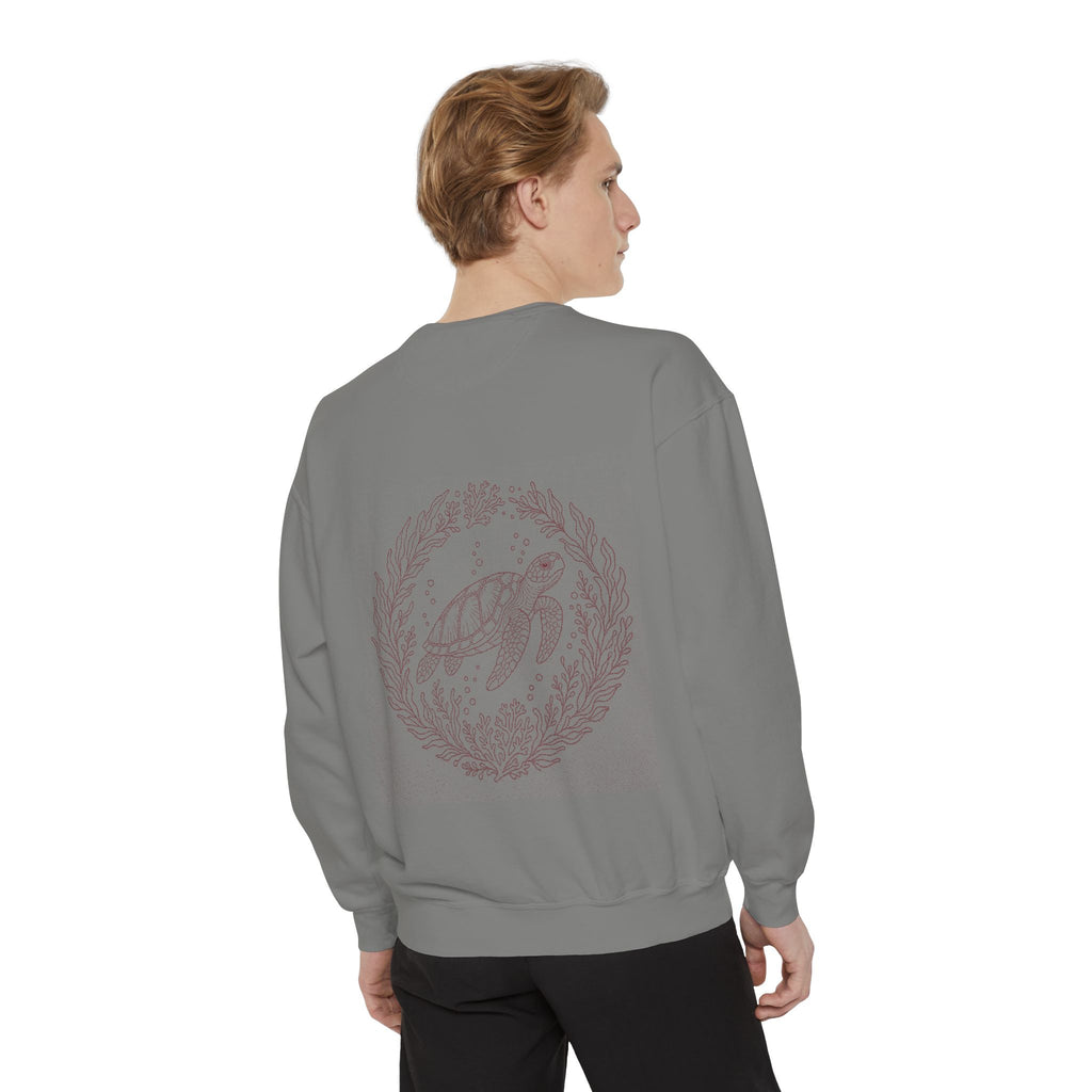 Aruba Sea Turtle Wreath Redwork Sweatshirt