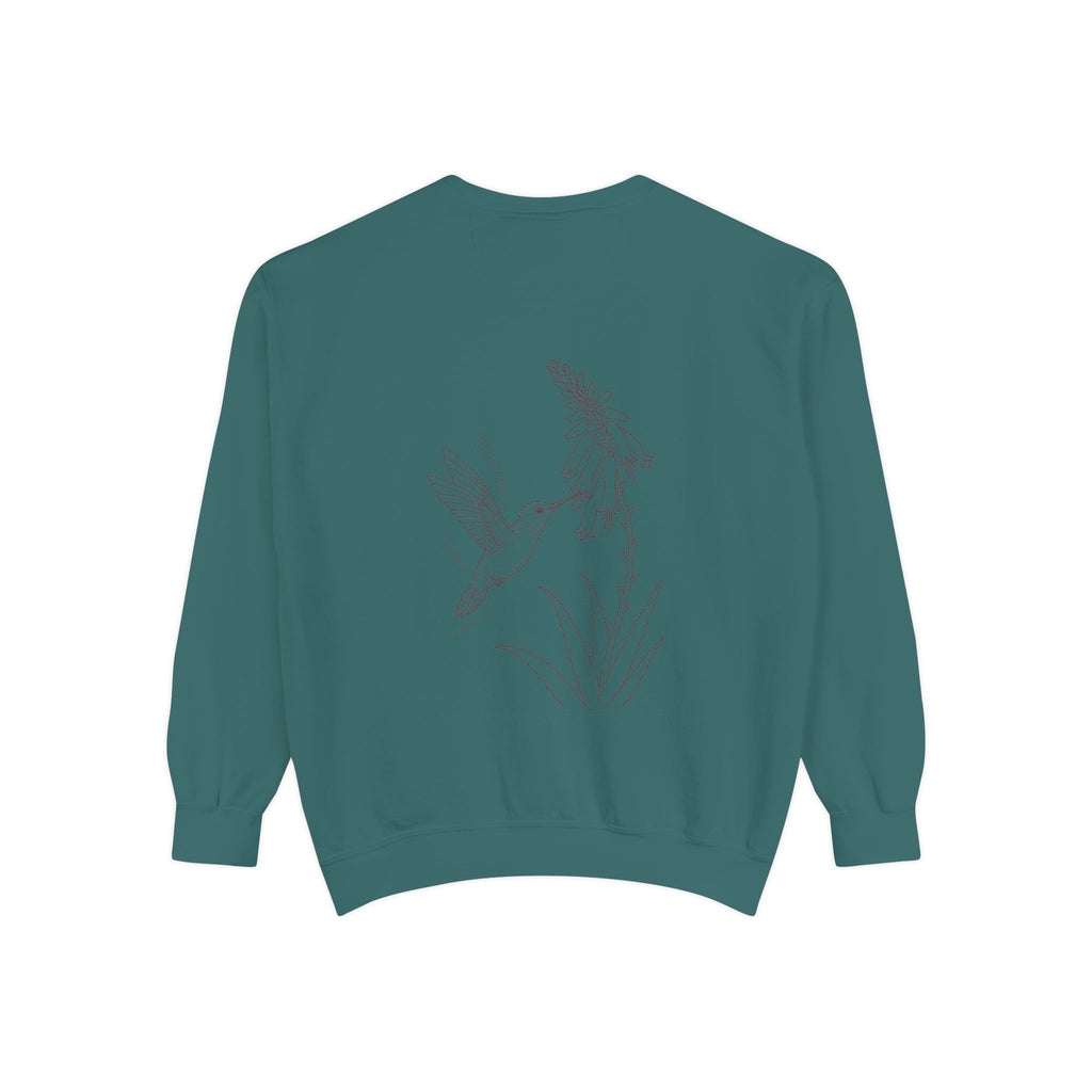 Aruba Hummingbird and Aloe Redwork Sweatshirt