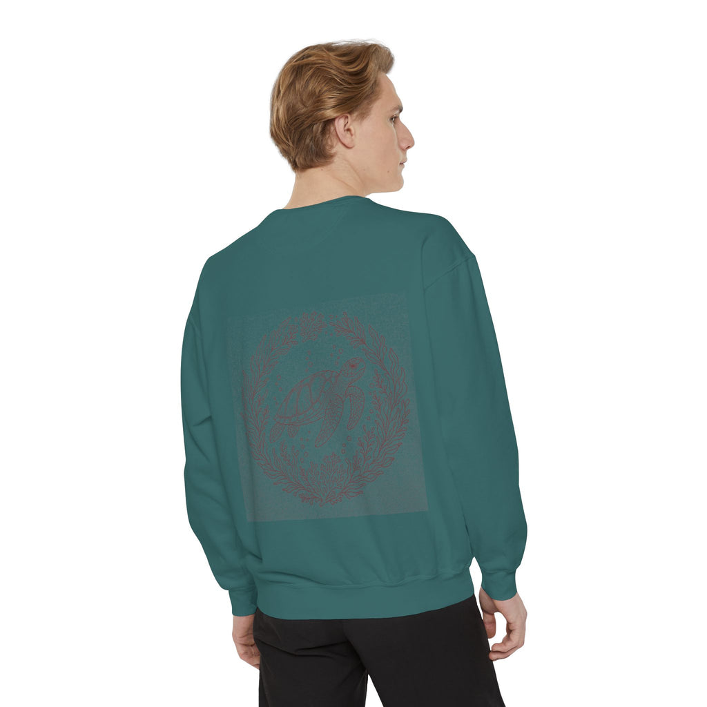 Aruba Sea Turtle Wreath Redwork Sweatshirt
