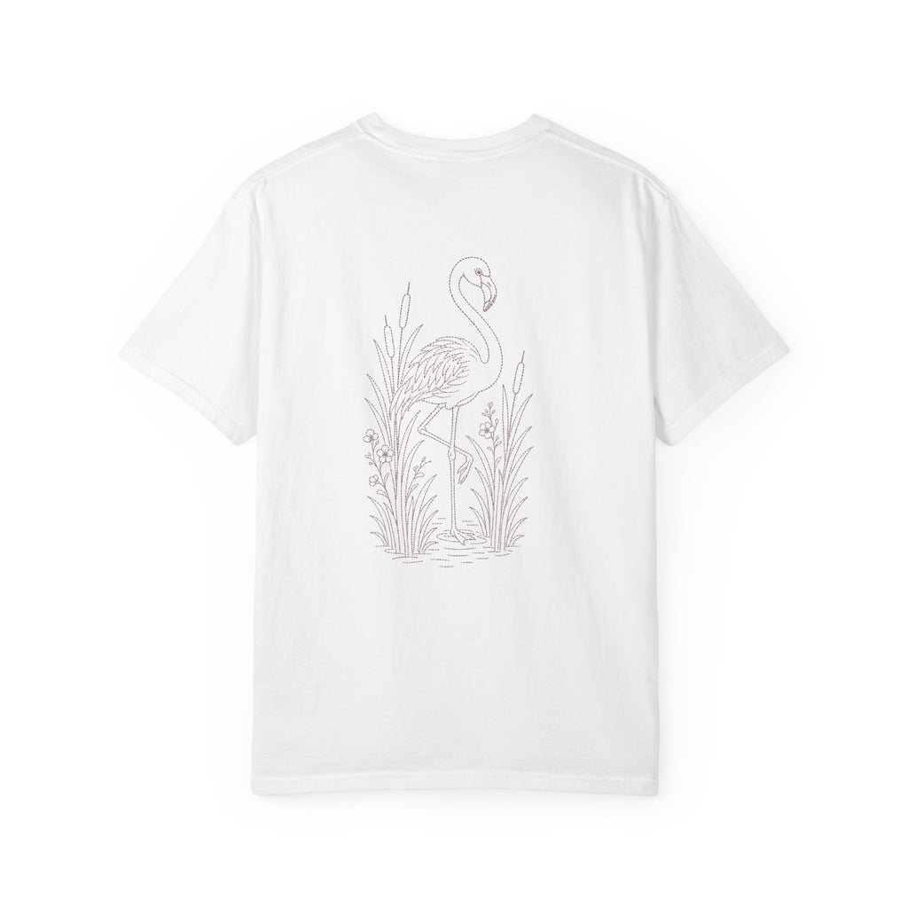 Aruba Flamingo in Reeds Redwork Tee