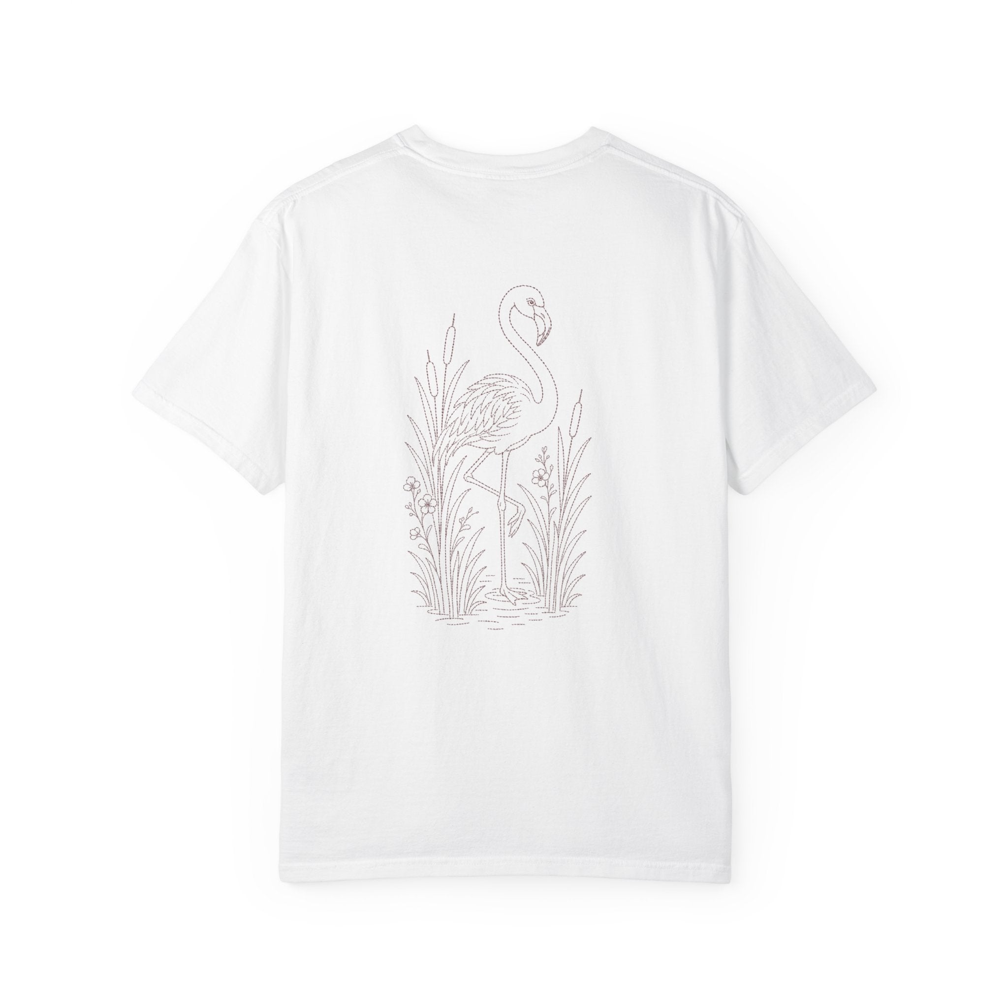 Aruba Flamingo in Reeds Redwork Tee