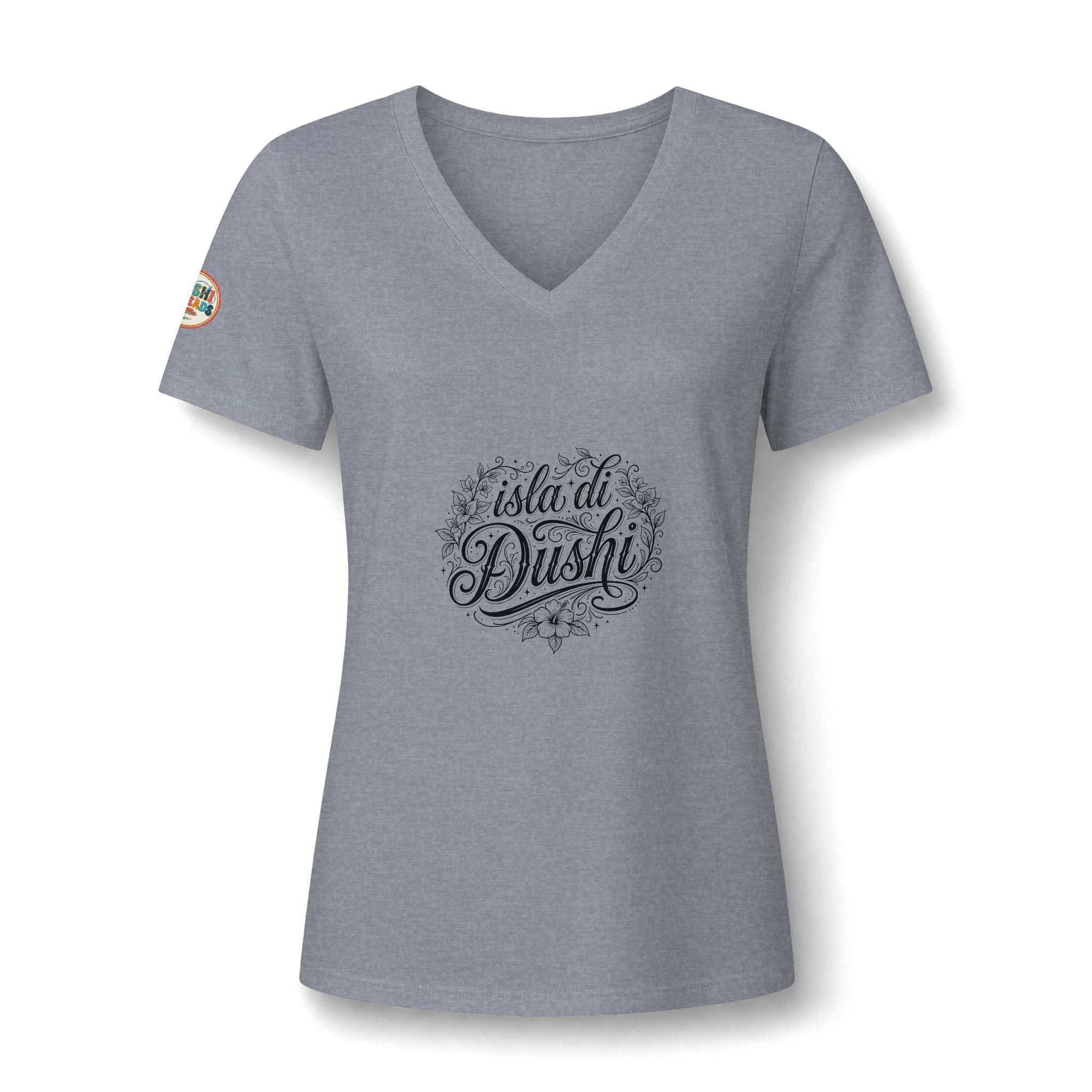 Isla di Dushi Aruba Script V-Neck Tee