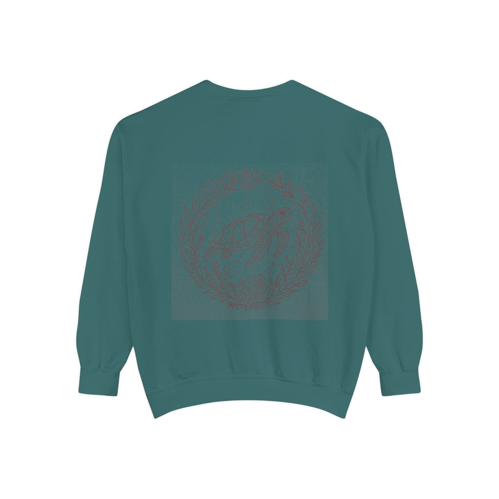 Aruba Sea Turtle Wreath Redwork Sweatshirt