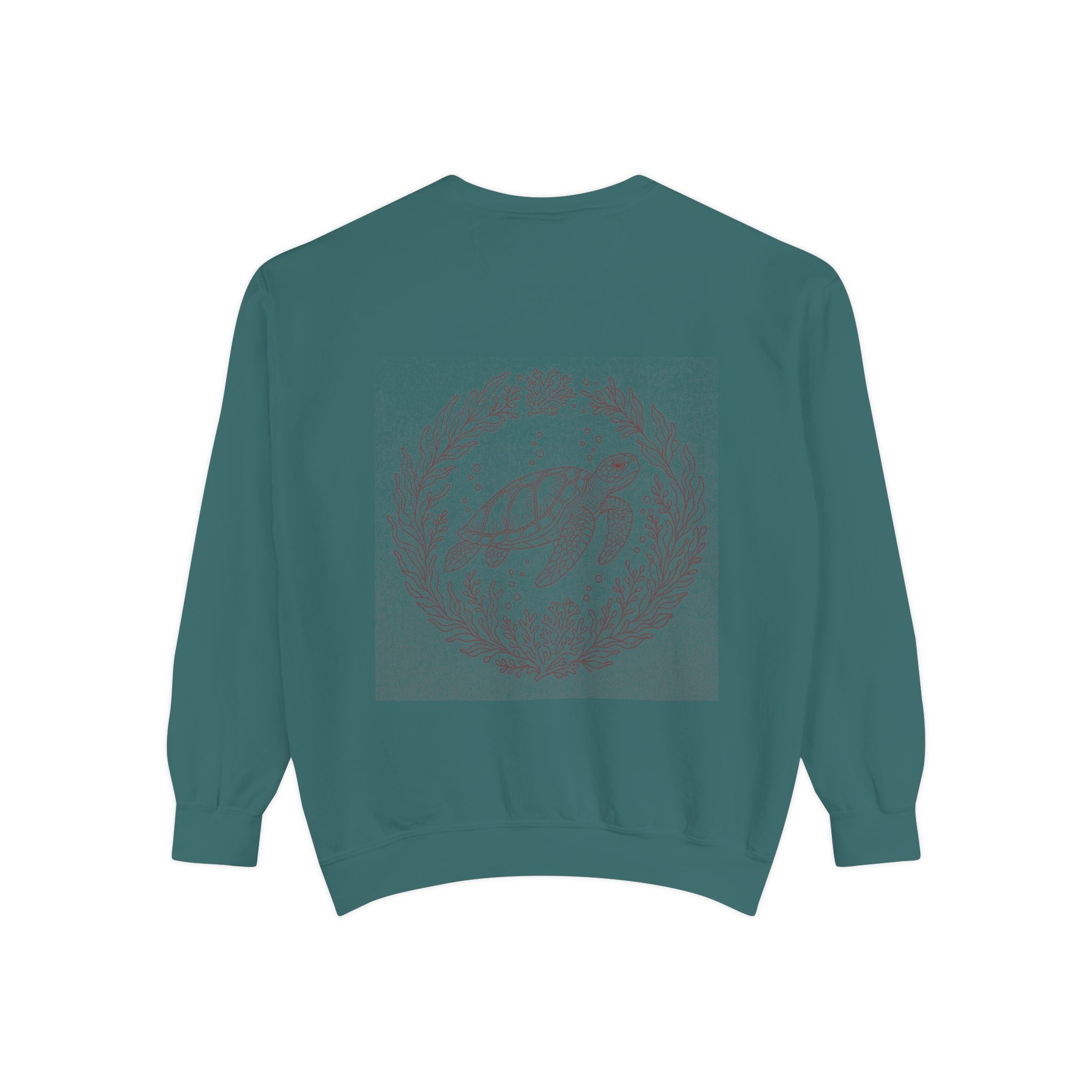 Aruba Sea Turtle Wreath Redwork Sweatshirt