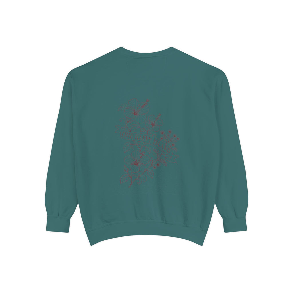 Aruba One Happy Island Banner Redwork Sweatshirt
