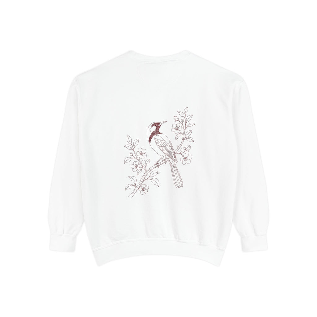 Aruba Trupial on Branch Redwork Sweatshirt