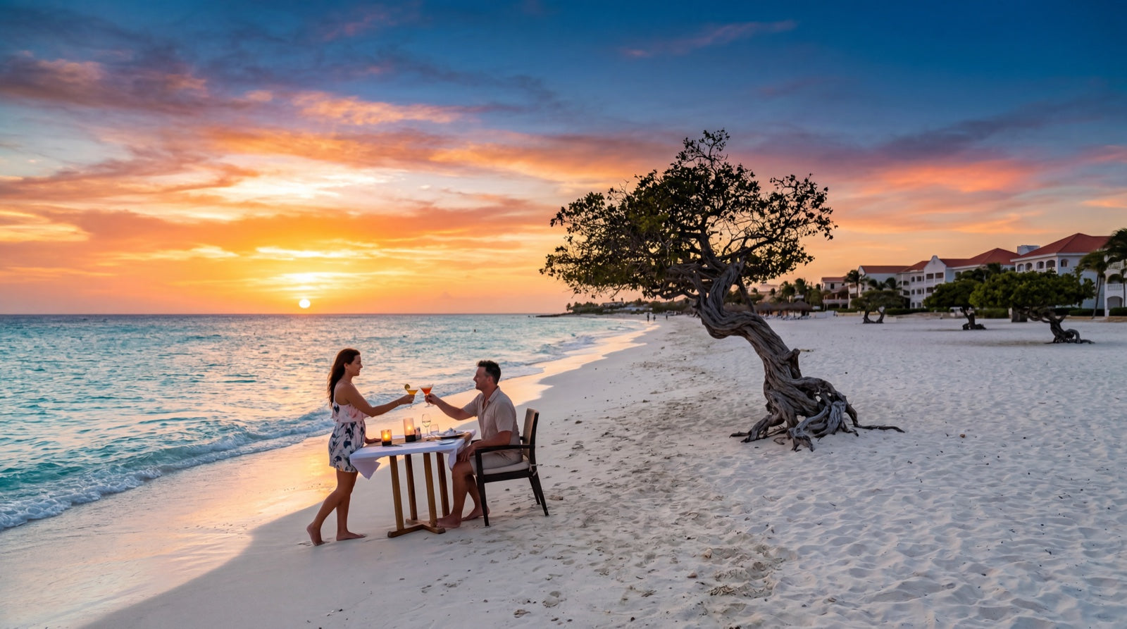 aruba sunset couple
