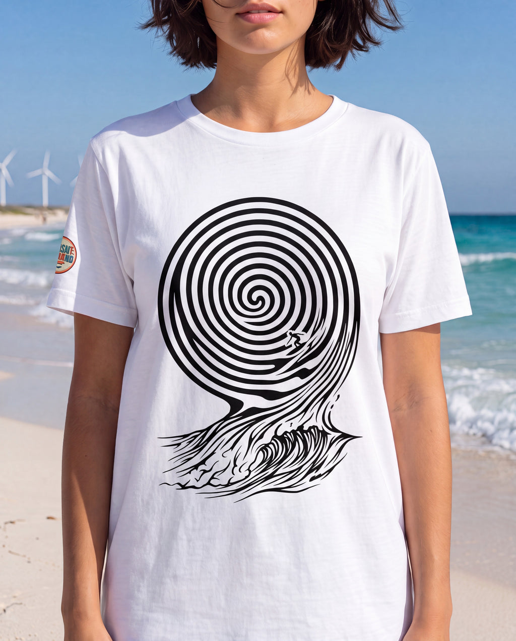 Aruba Hypnotic Wave Surf Tee close-up of the design
