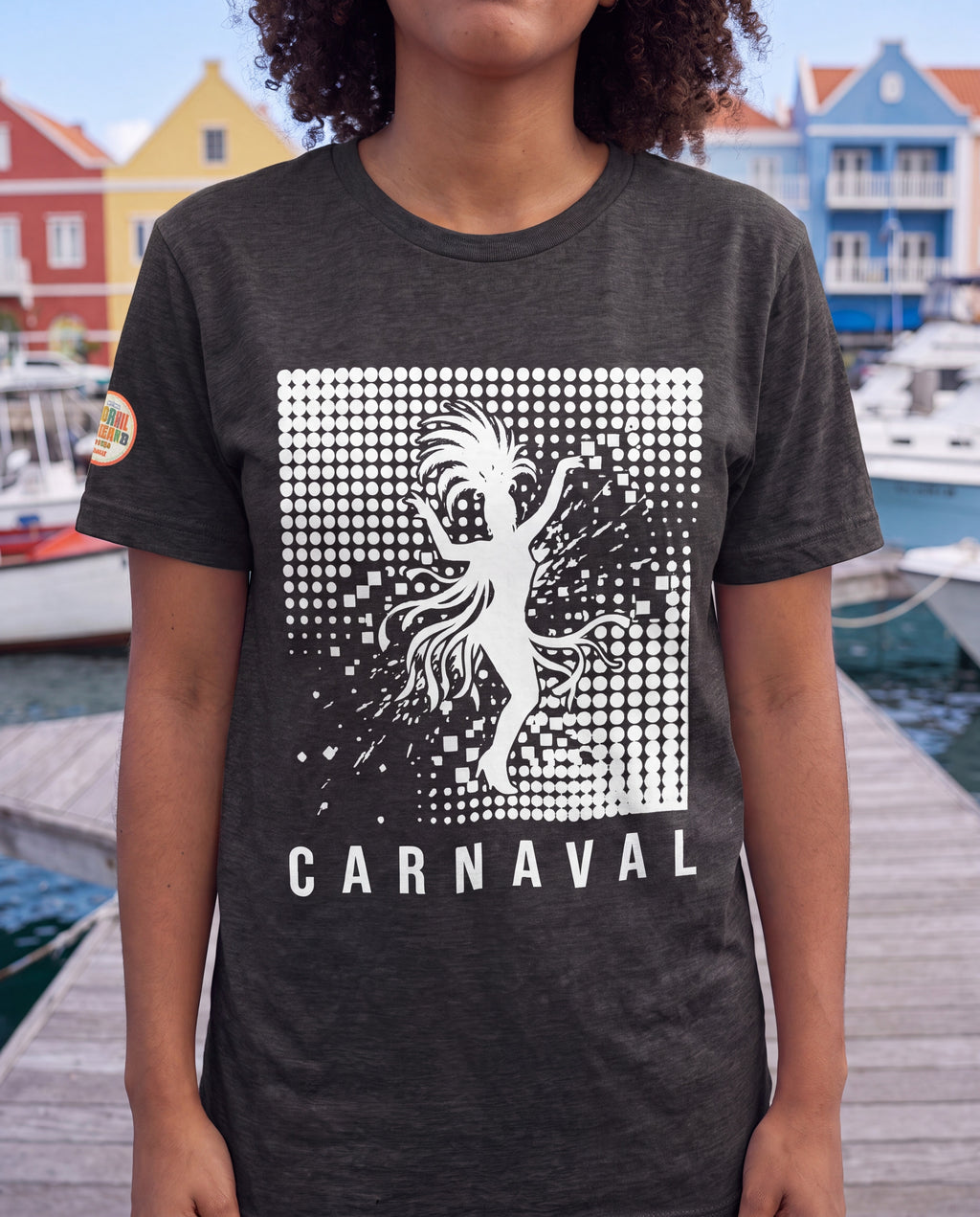 Aruba Carnaval Halftone Tee close-up of the design