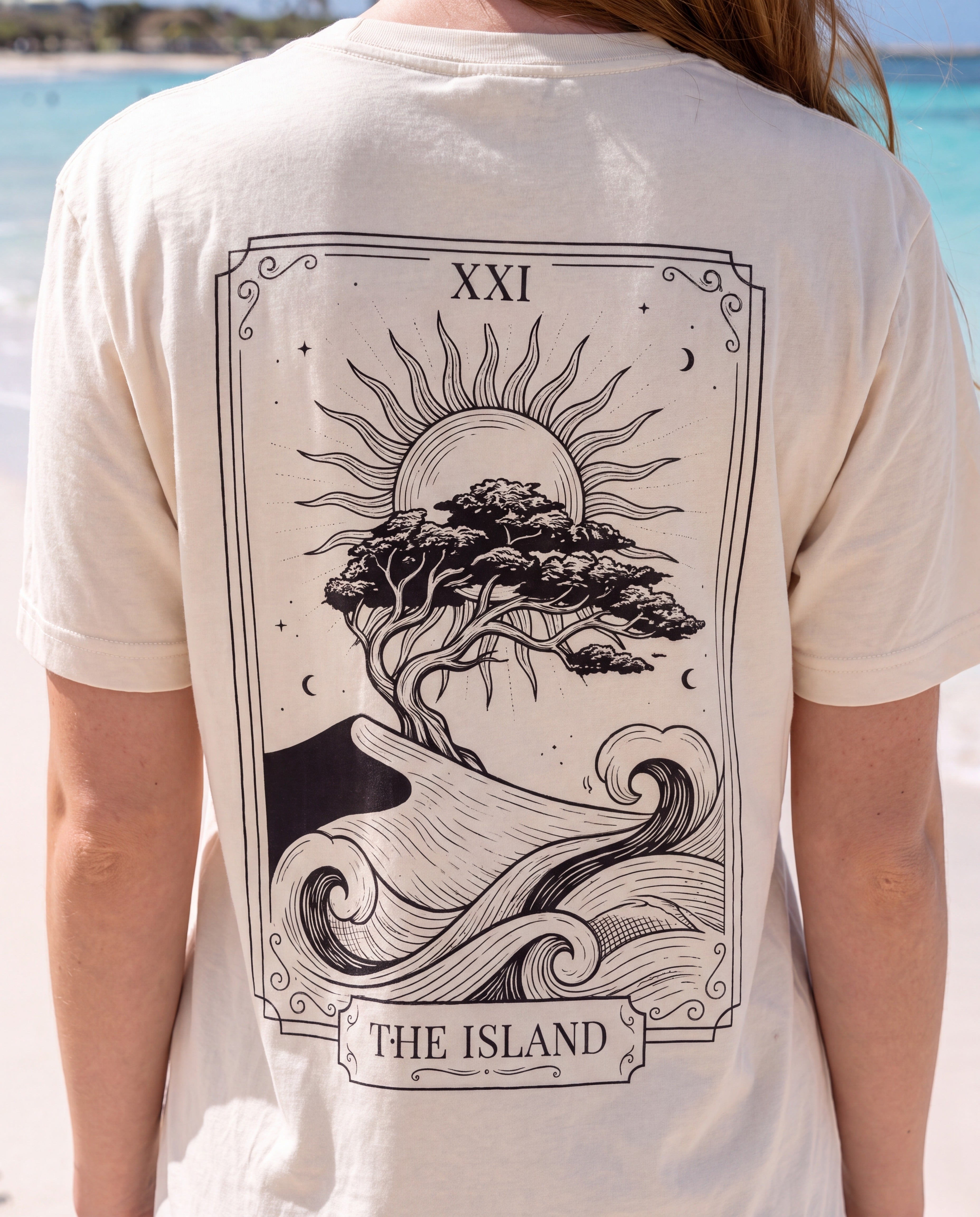 Aruba Island Tarot Tee close-up of the design