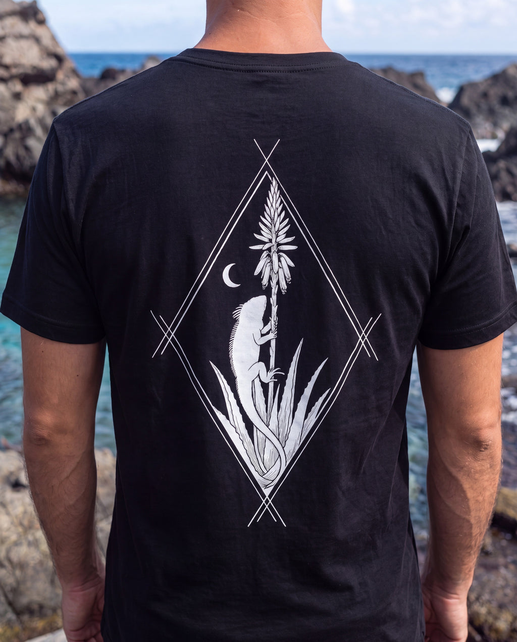 Aruba Iguana & Aloe Tee close-up of the design