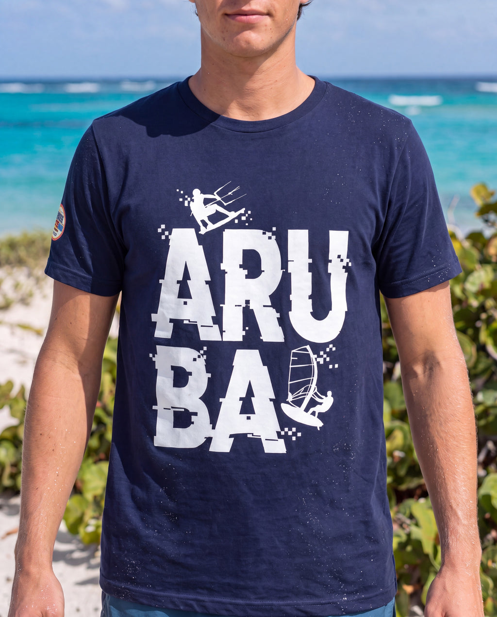 Aruba Glitch Surf Tee close-up of the design