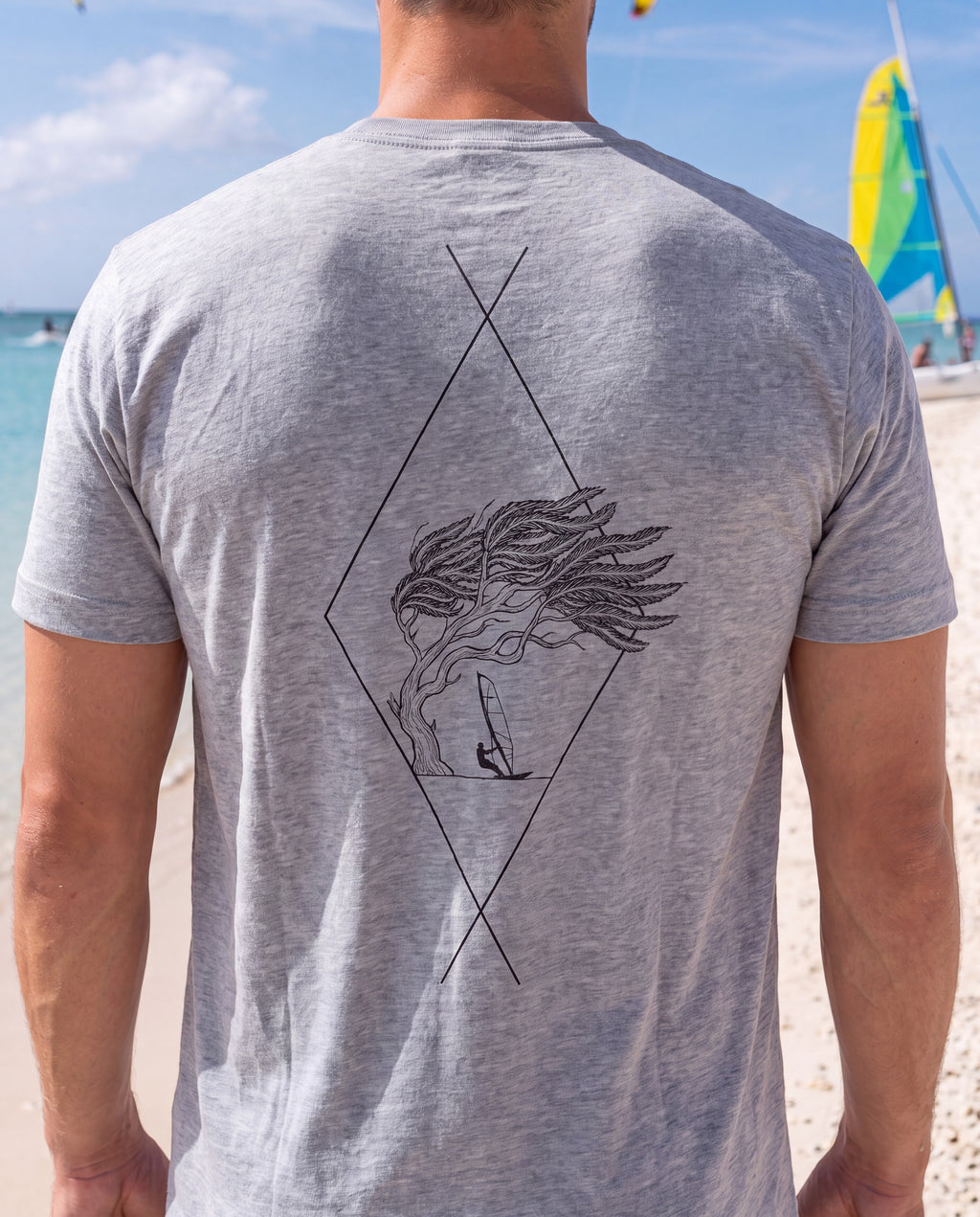 Aruba Divi Divi Windsurfer Tee close-up of the design