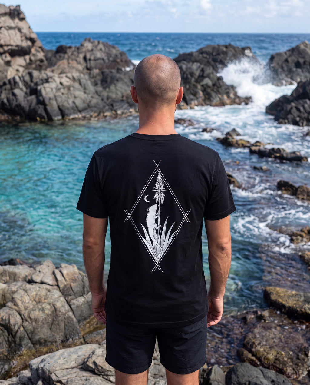 Aruba Iguana & Aloe Tee worn on location in Aruba