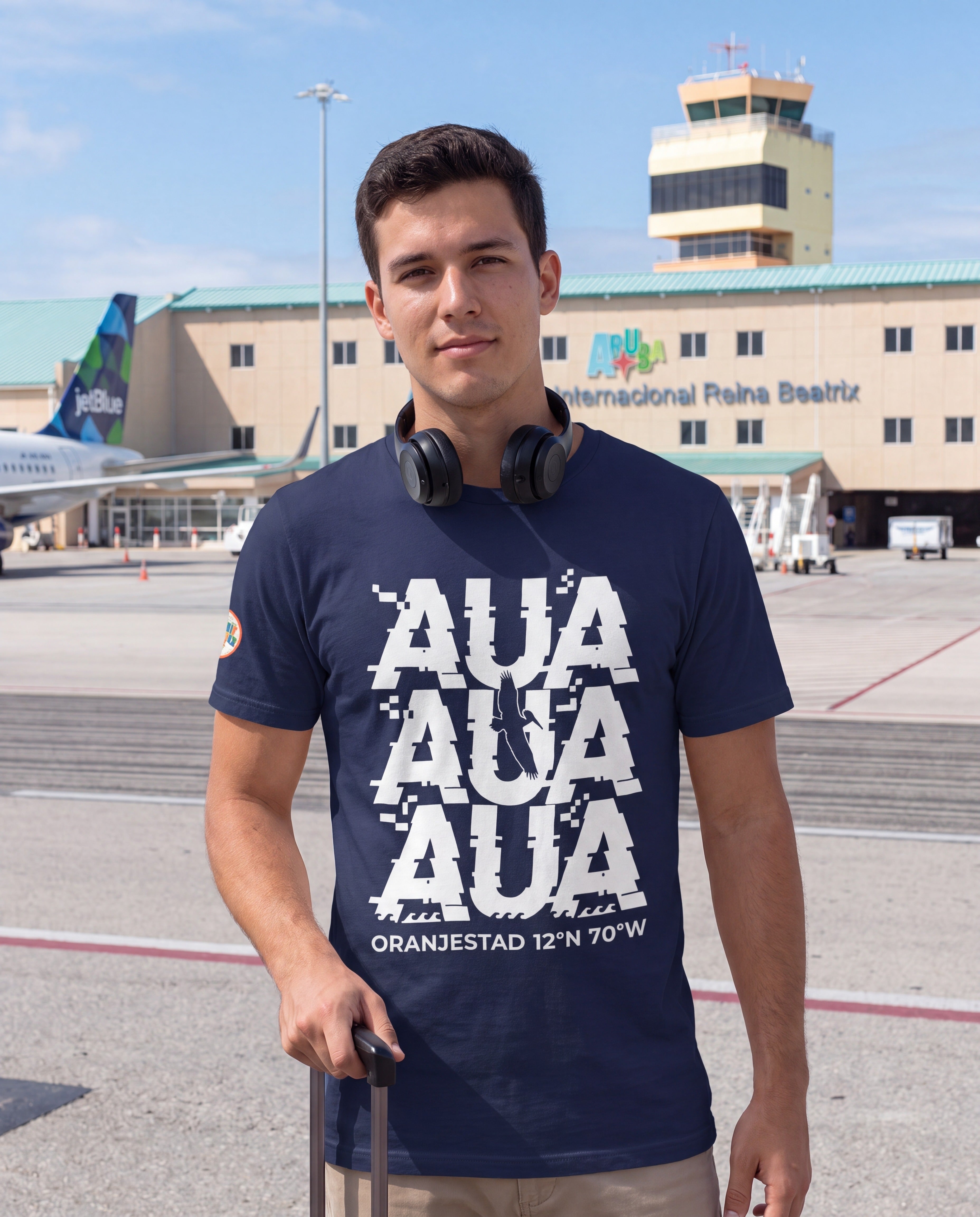 AUA Aruba Airport Code Glitch Tee · alternate view ·