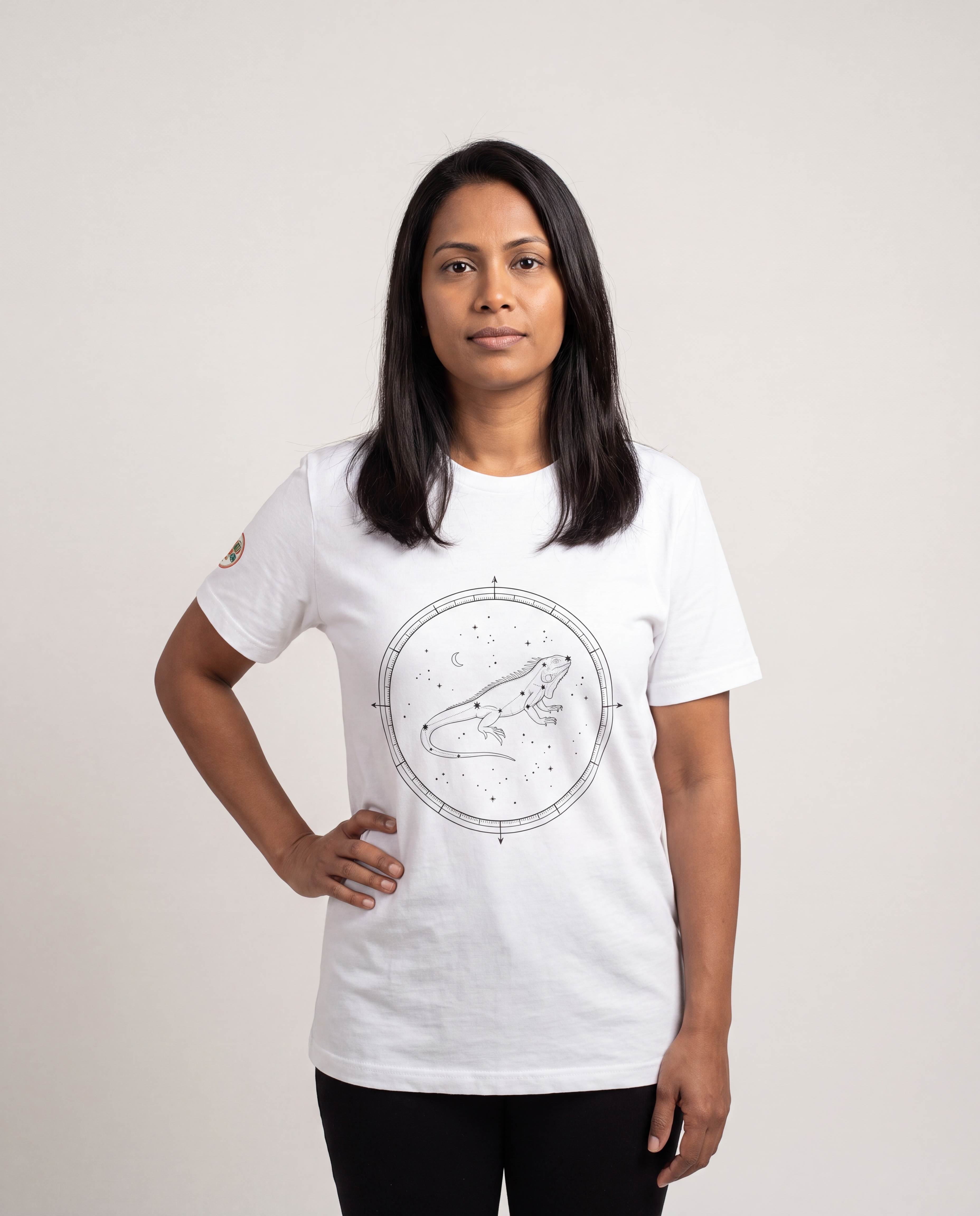 Model wearing the Aruba Iguana Constellation Tee