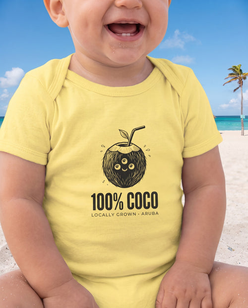 Aruba 100% Coco Coconut Bodysuit close-up of the design, Butter
